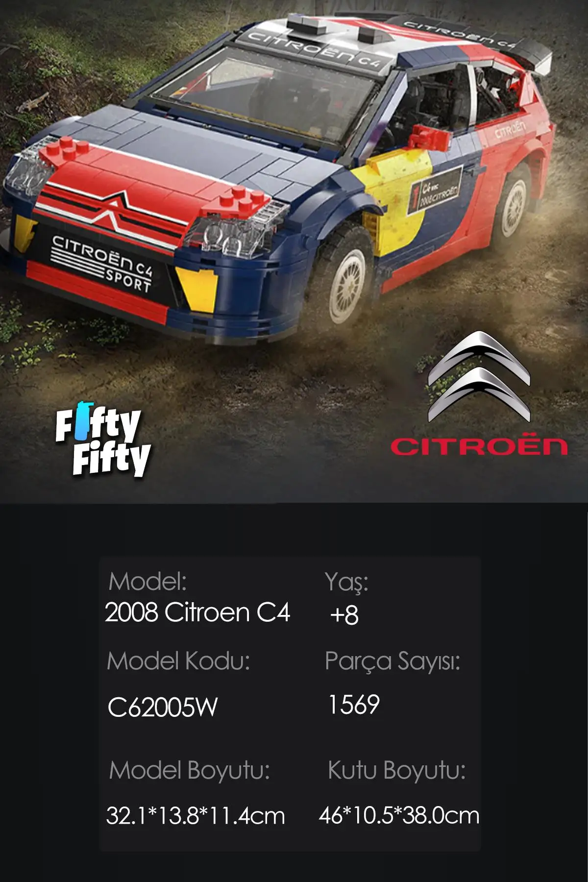 Cada Citroen C4 Wrc 2008 -C62005W (1569 Parça) Profesyonel Oyuncak Yapım Seti