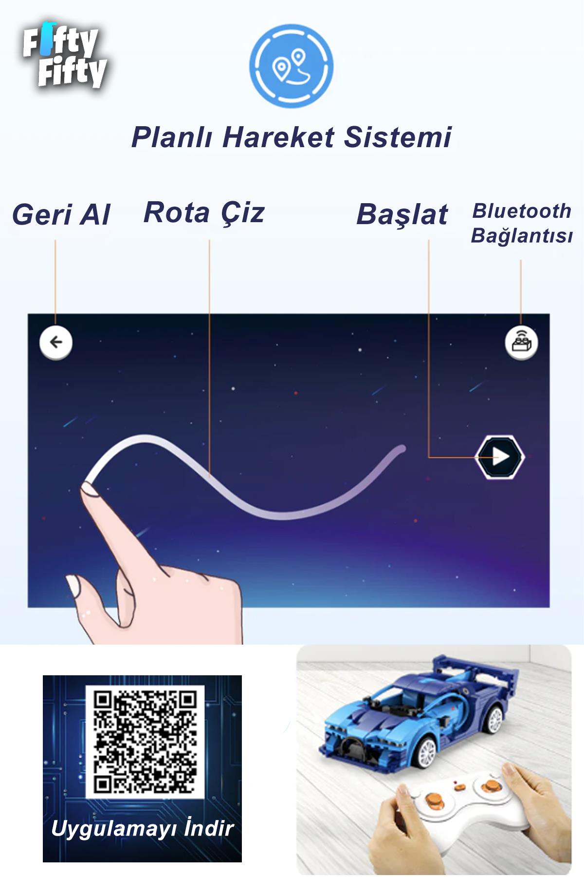 Cada Mavi Şövalye Yarış Arabası Uzaktan Kumandalı -C51077W (325 Parça) Oyuncak Yapım Seti
