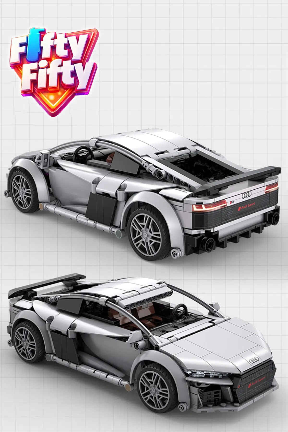 Cada Uzaktan Kumandalı 1: 14 Audi R8 Coupe (536 Parça) Oyuncak Yapım Seti Blok Araba -FFCADA-C57012W