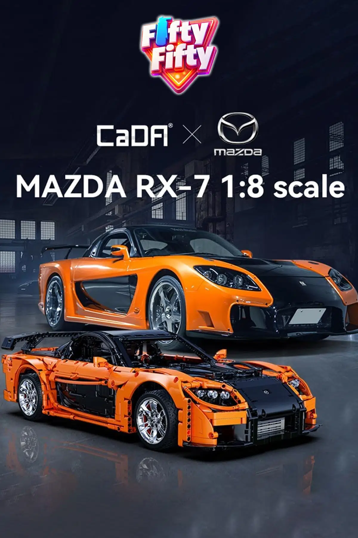 CaDA Uzaktan Kumandalı Mazda RX-7 3305 PARÇA Premium Yarış Aracı Yapım Seti -FFC61502W-3305