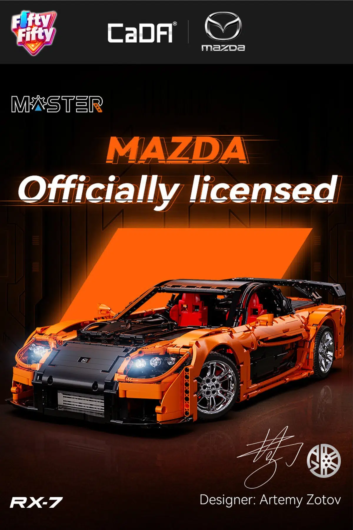 CaDA Uzaktan Kumandalı Mazda RX-7 3305 PARÇA Premium Yarış Aracı Yapım Seti -FFC61502W-3305