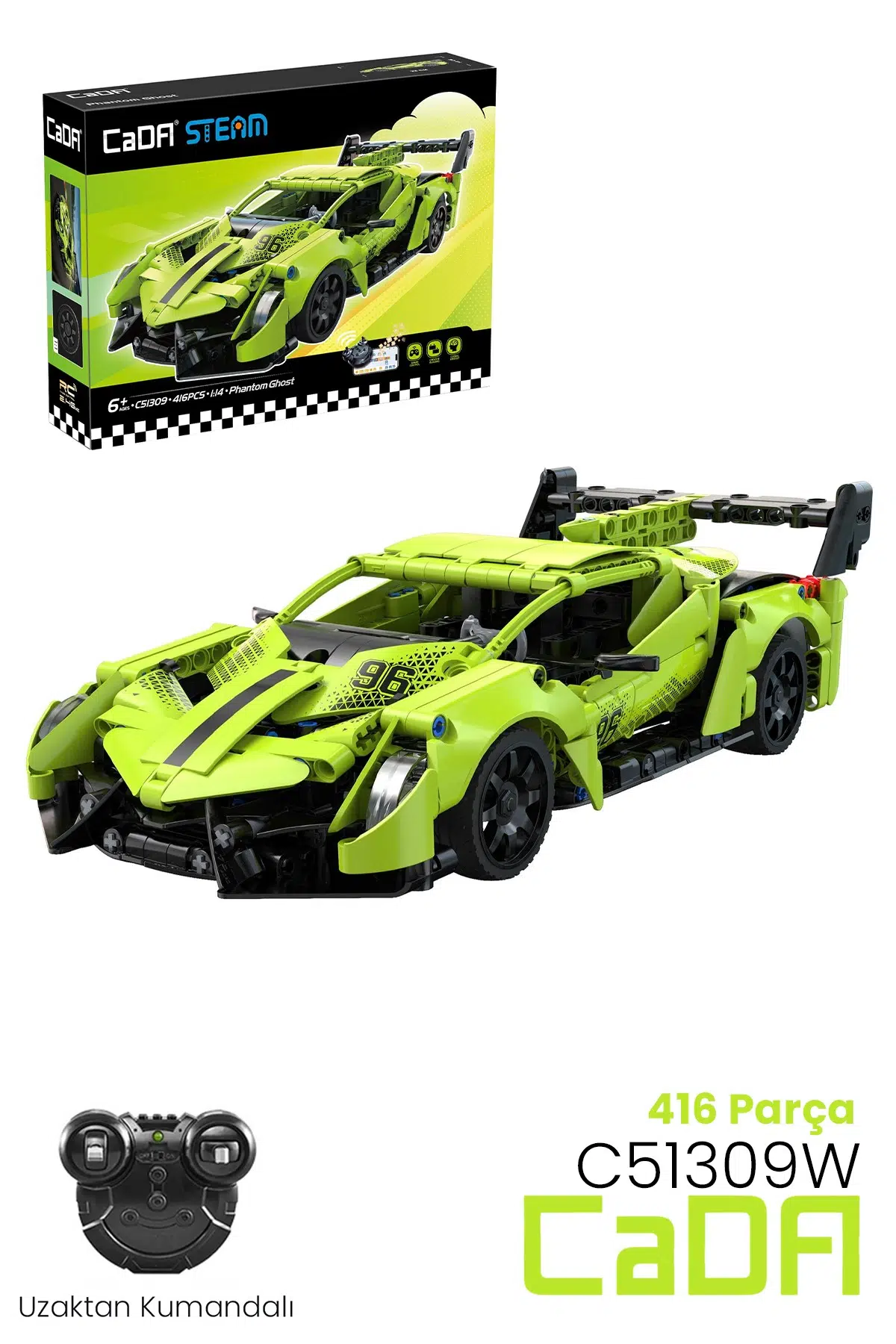 Cada Uzaktan Kumandalı PHANTOM Spor Araba (416 Parça) Oyuncak Yapım Seti Blok Araba FF-C51309W