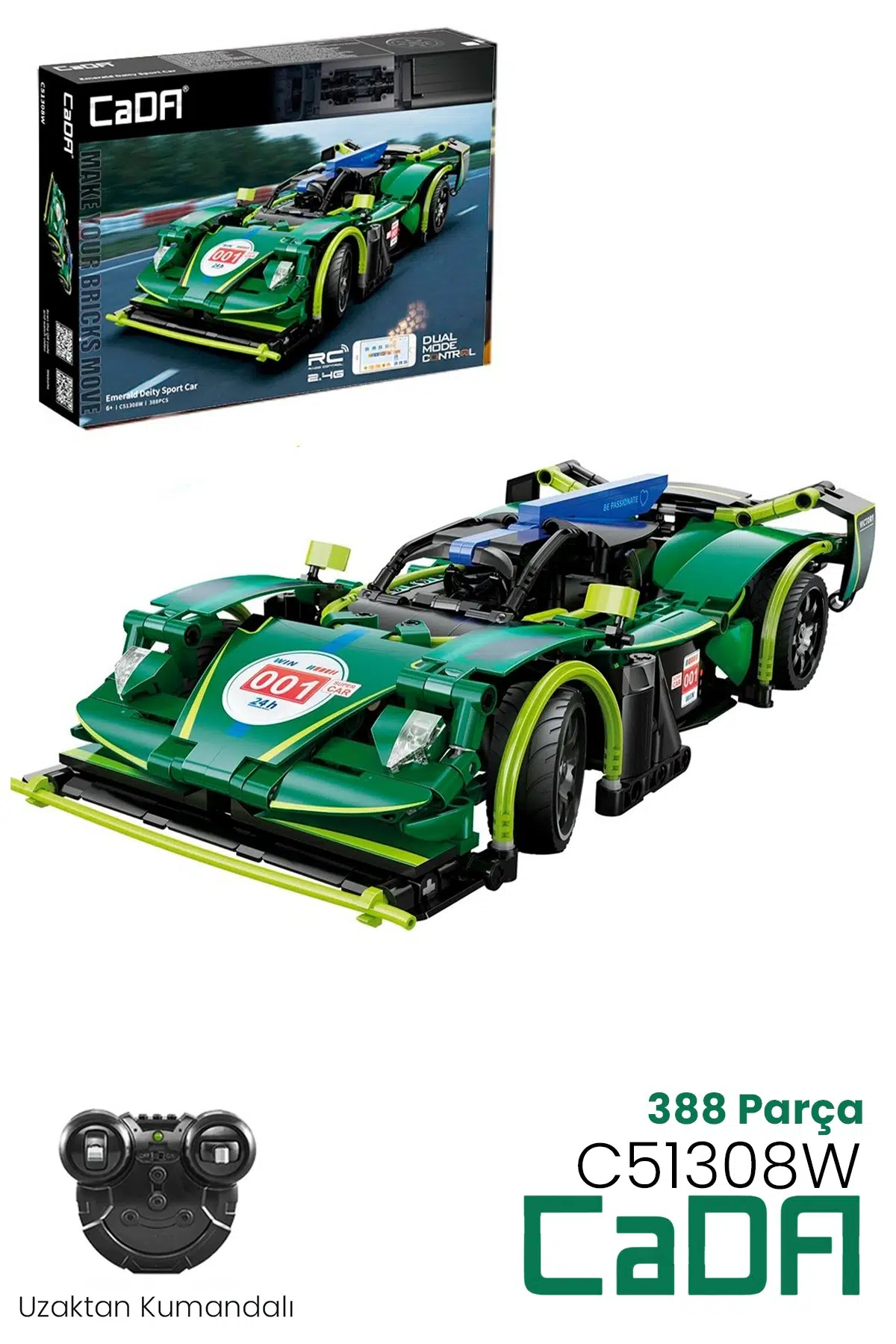Cada Uzaktan Kumandalı Emerald Spor Araba (388 Parça) Oyuncak Yapım Seti Blok Araba FF-C51308W