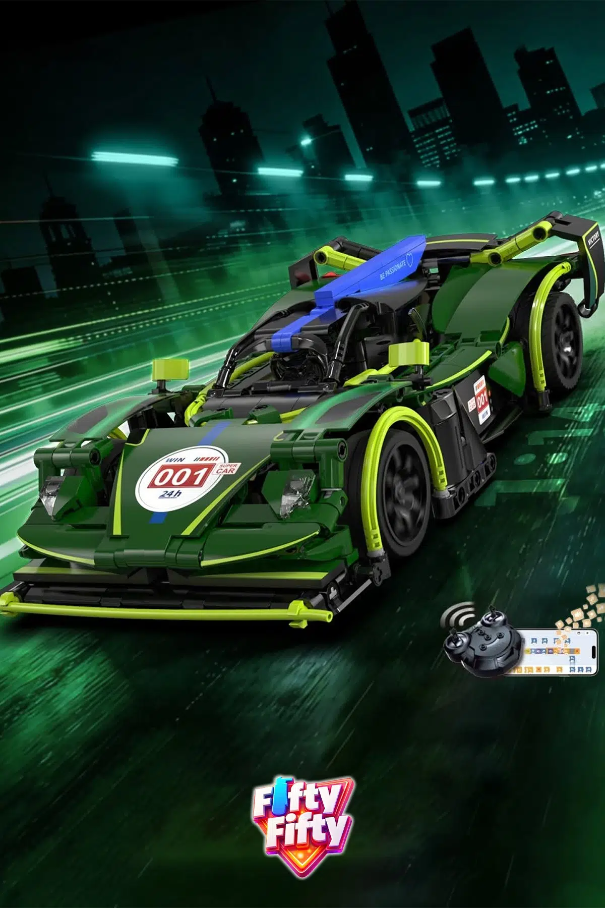 Cada Uzaktan Kumandalı Emerald Spor Araba (388 Parça) Oyuncak Yapım Seti Blok Araba FF-C51308W