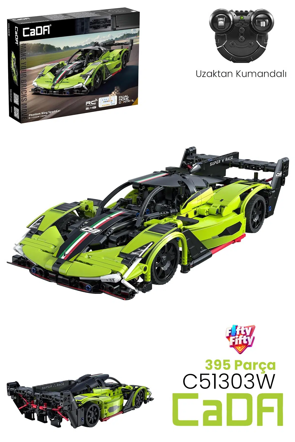 Cada Uzaktan Kumandalı Phantom Wing Sport Car (395 Parça) Oyuncak Yapım Seti Blok Araba -FFCADA-C51303W