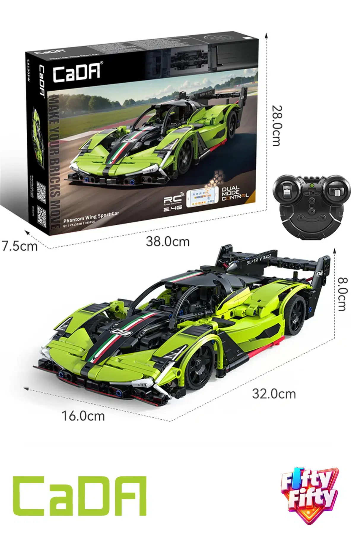 Cada Uzaktan Kumandalı Phantom Wing Sport Car (395 Parça) Oyuncak Yapım Seti Blok Araba -FFCADA-C51303W