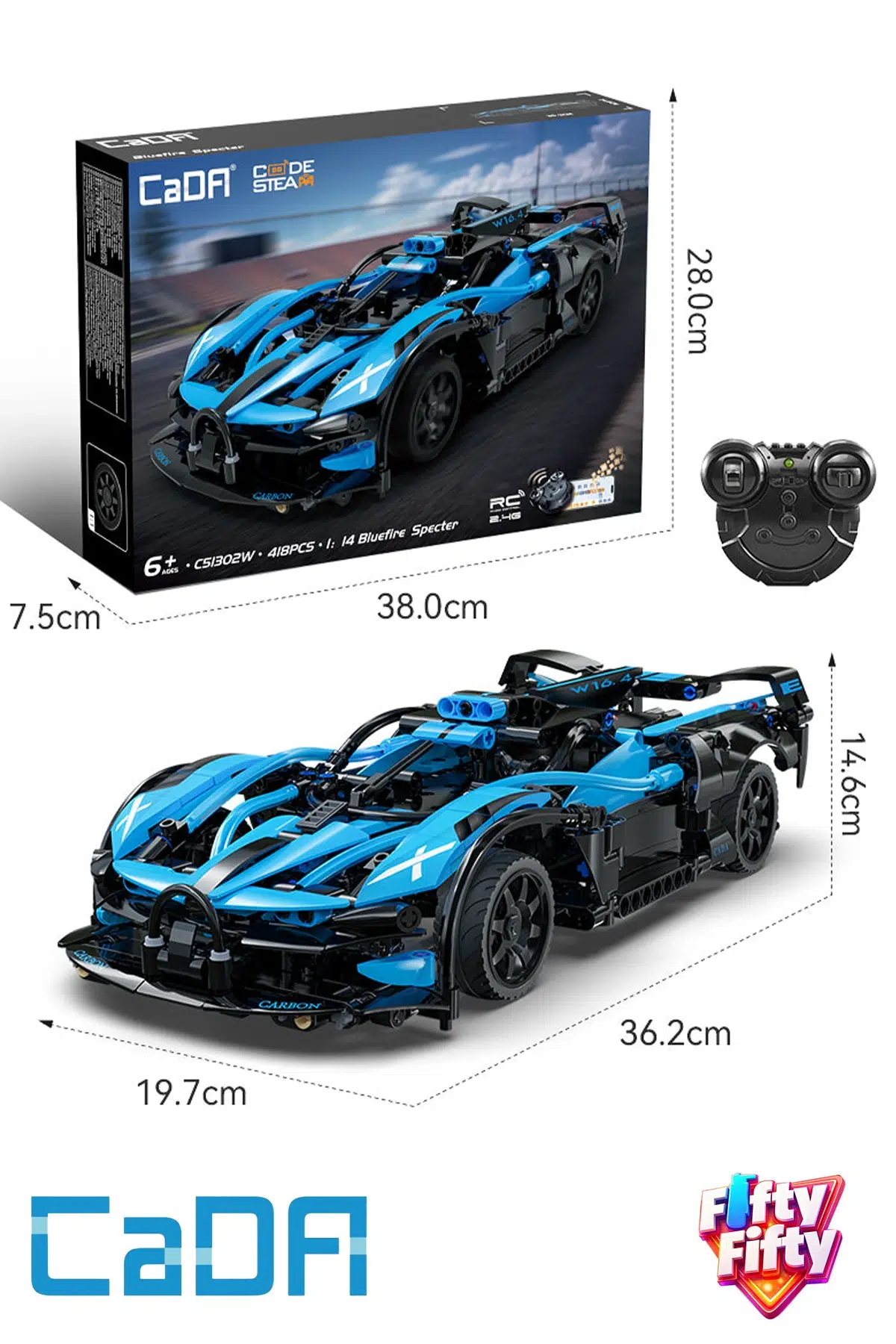 Cada Uzaktan Kumandalı BlueFire Specter (421 Parça) Oyuncak Yapım Seti Blok Araba -FFCADA-C51302W