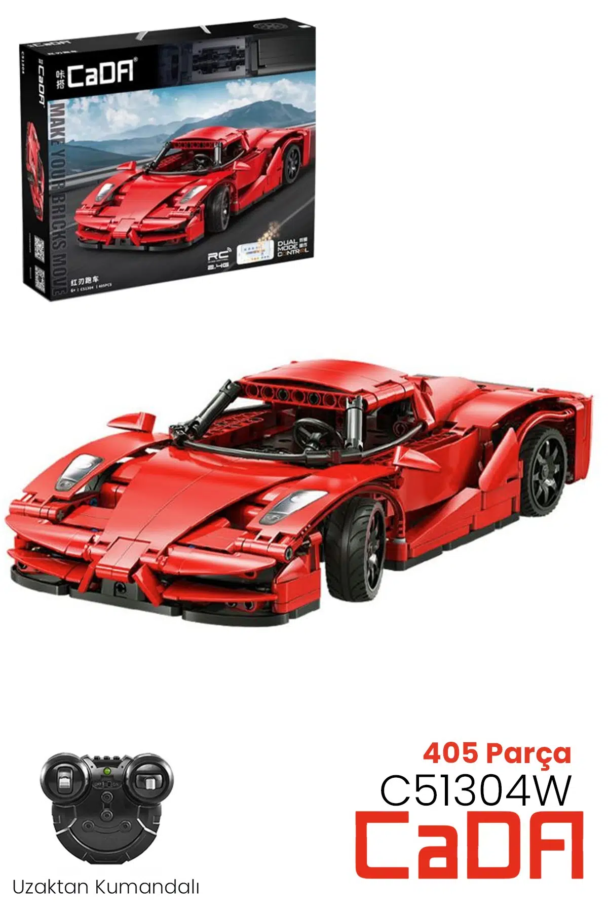 Cada Uzaktan Kumandalı Red Blade Spor Araba (405 Parça) Oyuncak Yapım Seti Blok Araba -FFCADA-C51304w