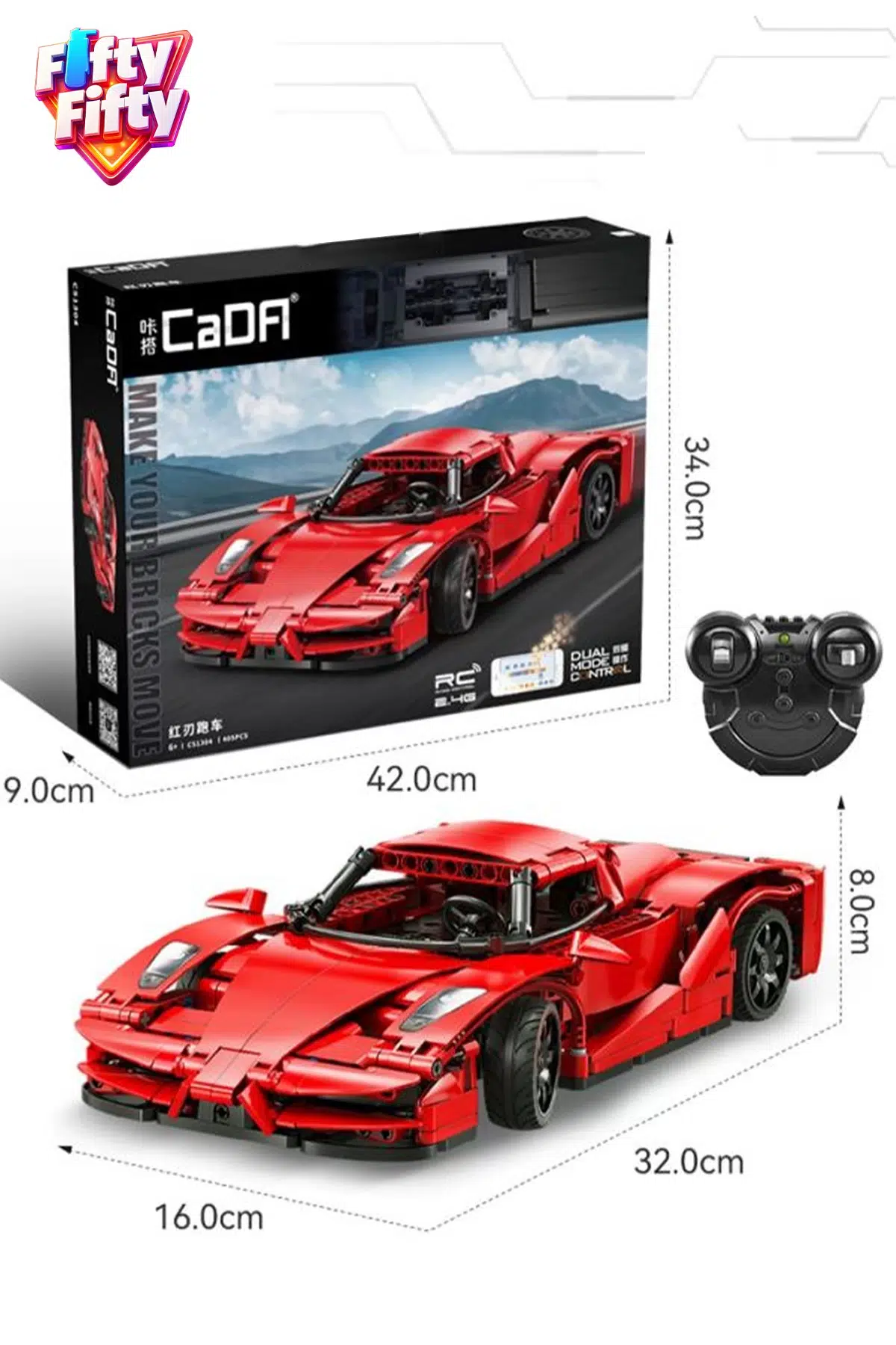 Cada Uzaktan Kumandalı Red Blade Spor Araba (405 Parça) Oyuncak Yapım Seti Blok Araba -FFCADA-C51304w