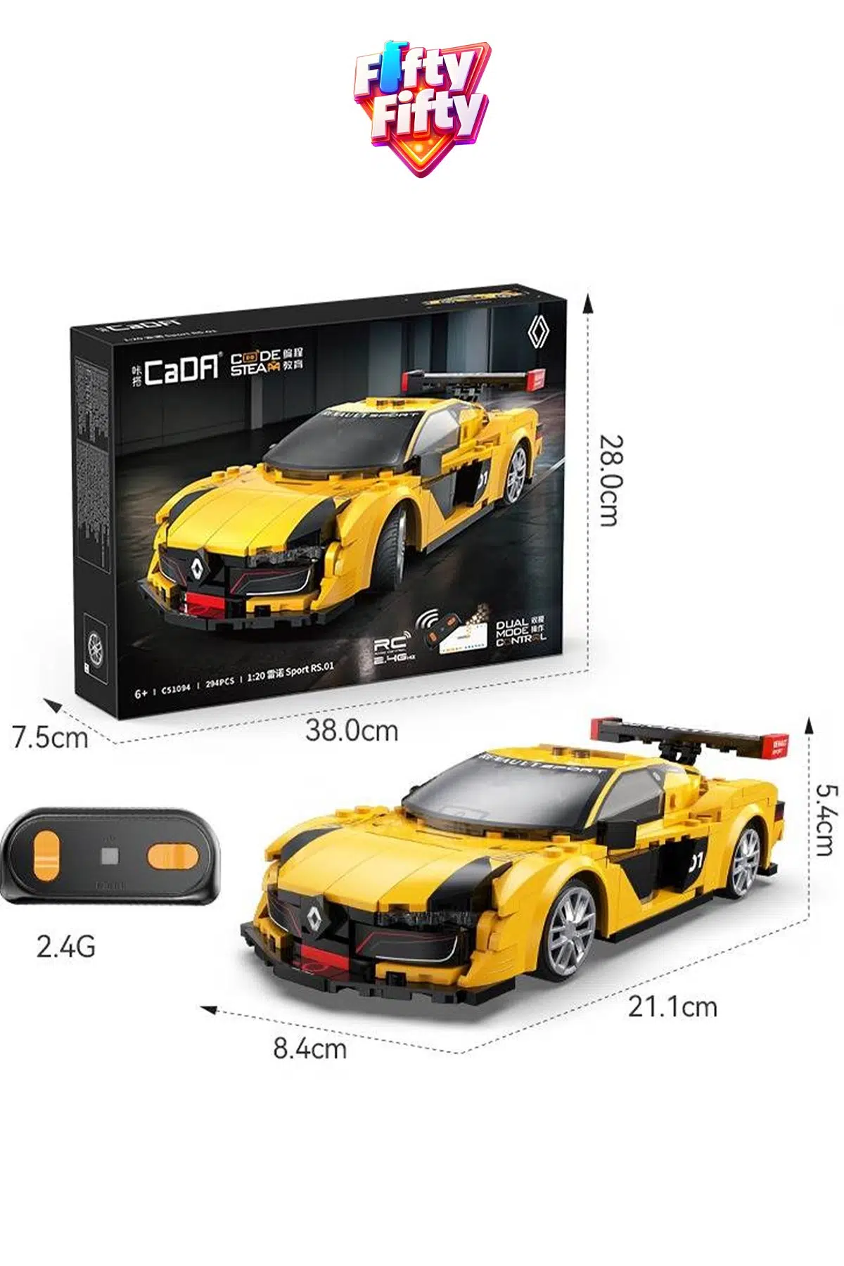 Cada Uzaktan Kumandalı Renault Sports 1:20 C51094W (294 Parça) Oyuncak Yapım Seti Blok Araba