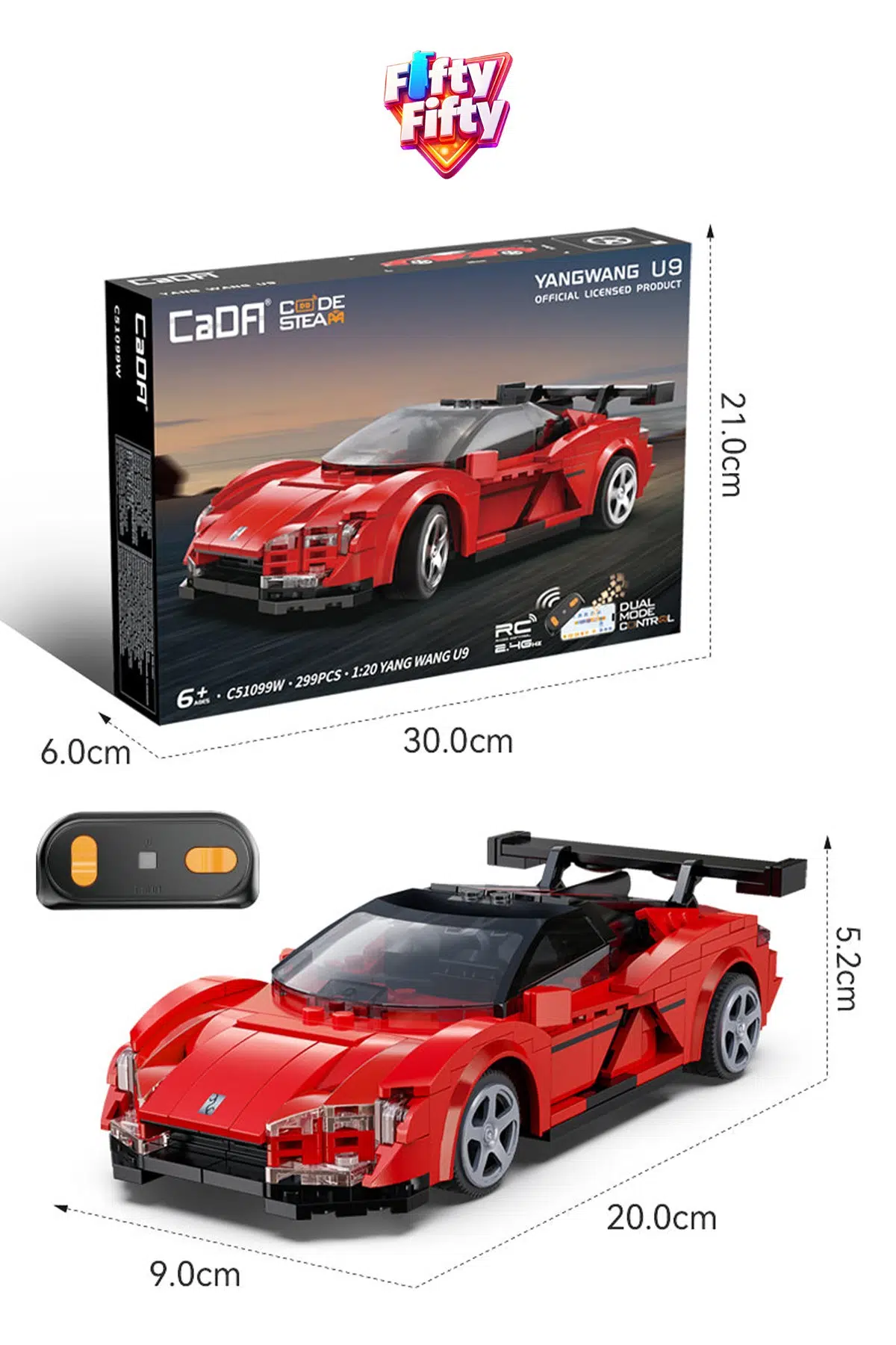 Cada Uzaktan Kumandalı YangWang U9 Supercar 1:20 C51099W (299 Parça) Oyuncak Yapım Seti Blok Araba