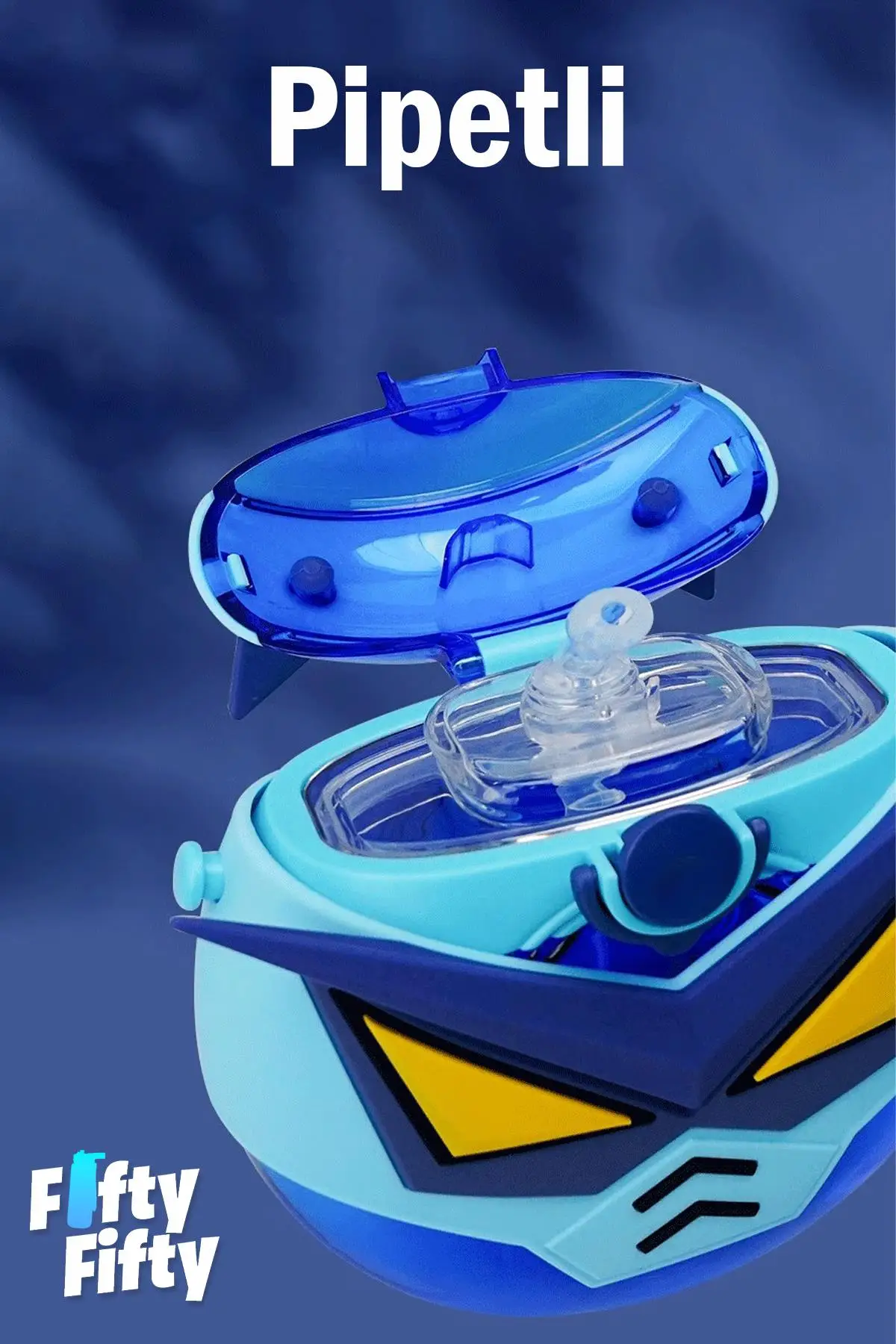 CocoSmile Özel Kutulu 630 ML Pipetli Robot Temalı Tritan Su Matarası -Boyun Askılı- 4 Farklı Model ffcs0005