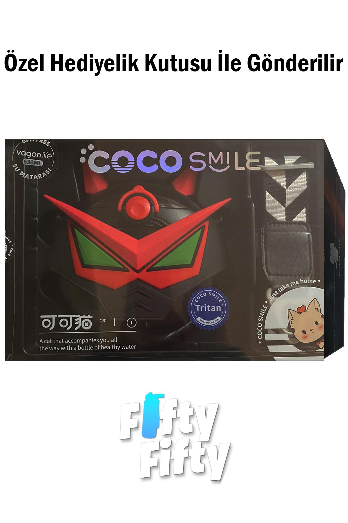 CocoSmile Özel Kutulu 630 ML Pipetli Robot Temalı Tritan Su Matarası -Boyun Askılı- 4 Farklı Model ffcs0005
