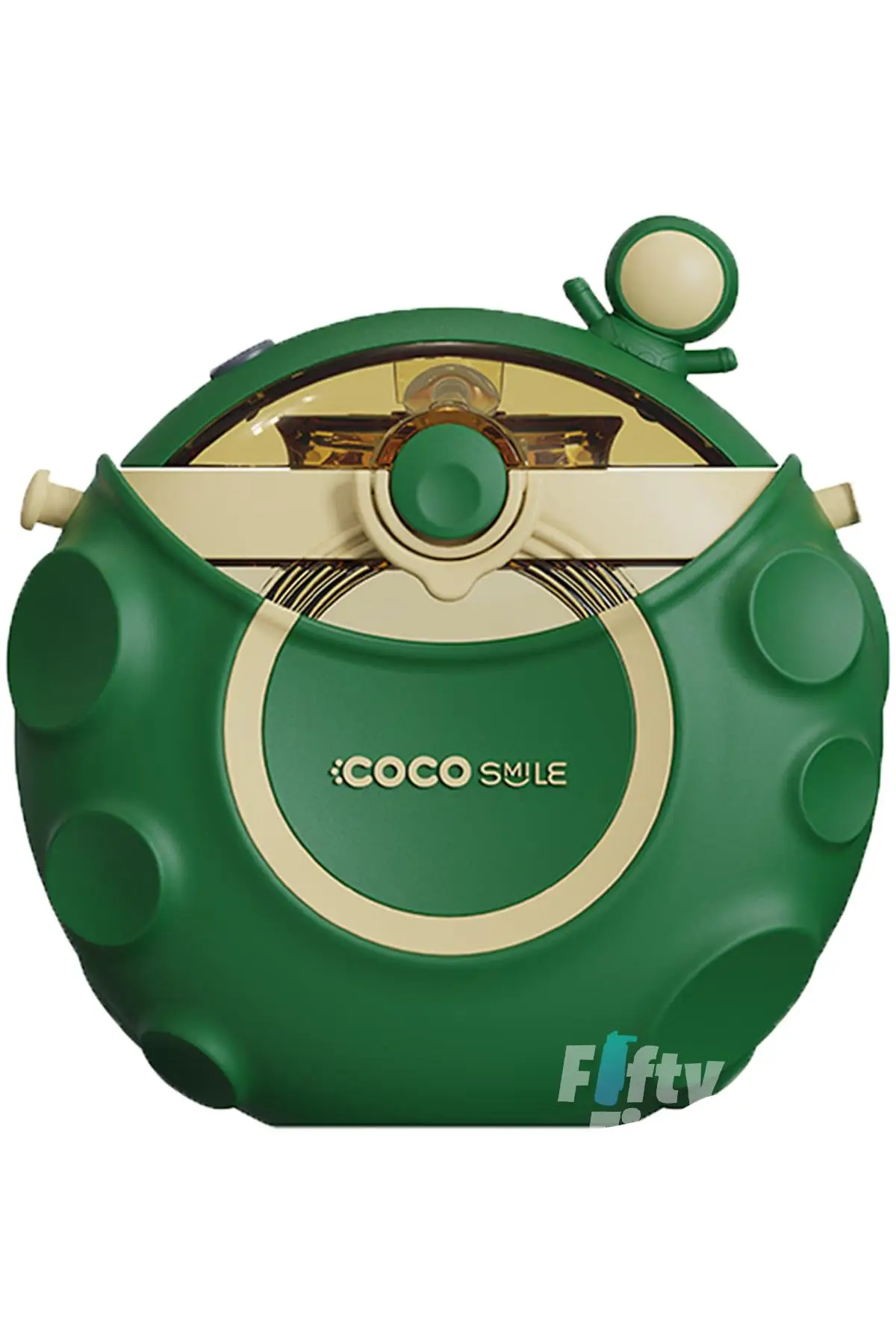 CocoSmile Özel Kutulu 630 ML Pipetli Uzay Temalı Tritan Su Matarası -Boyun Askılı- 3 Farklı Model ffcs0006 - Yeşil