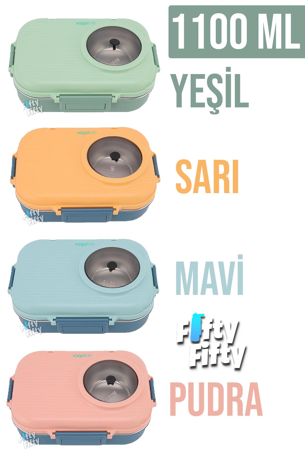 Vagonlife 1100 ML Çorba Kaseli-Metal Kaşıklı Paslanmaz Çelik Bento Lunch Box Yeni Nesil Sefer Tası-ffbl70100