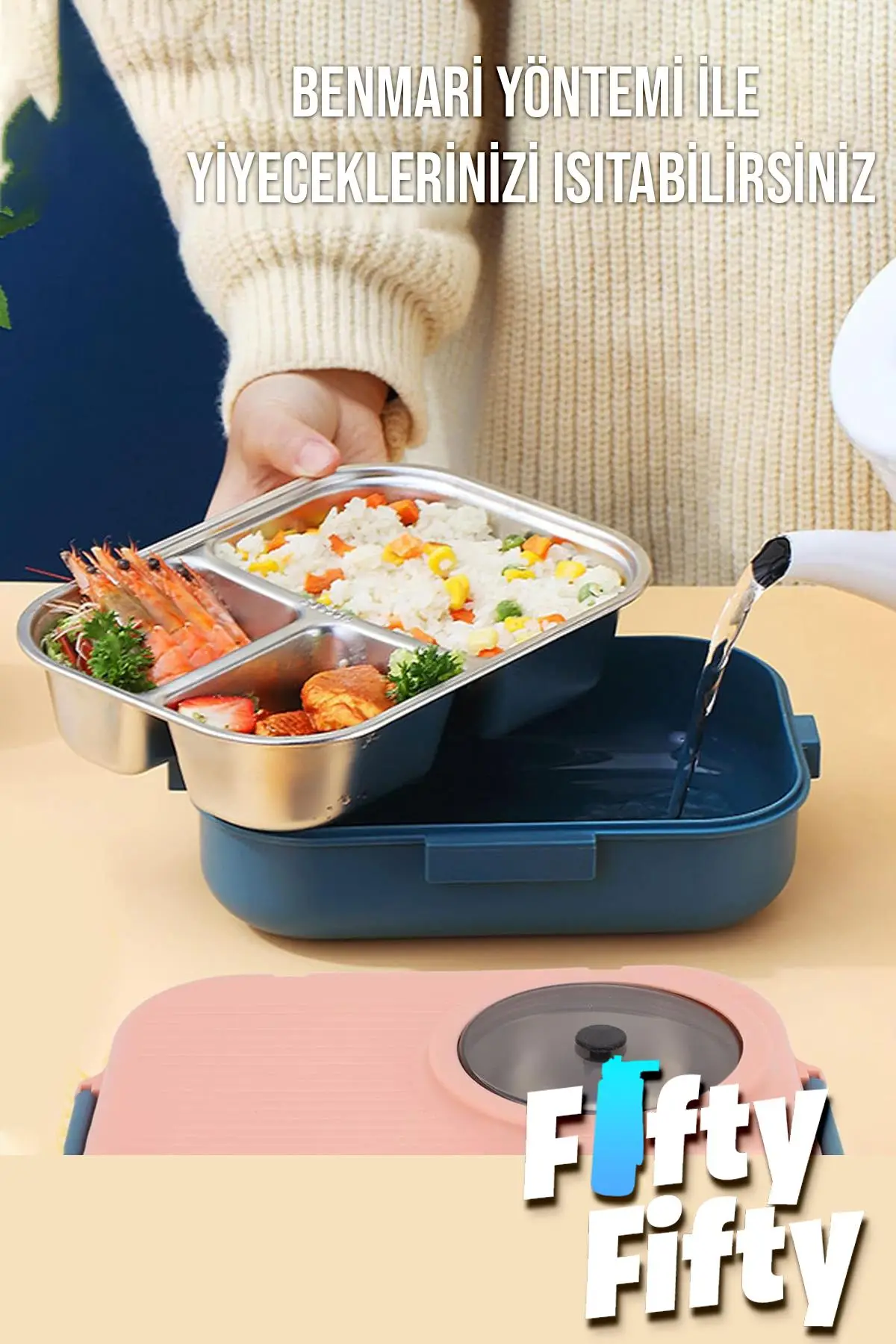 Vagonlife 1100 ML Çorba Kaseli-Metal Kaşıklı Paslanmaz Çelik Bento Lunch Box Yeni Nesil Sefer Tası-ffbl70100