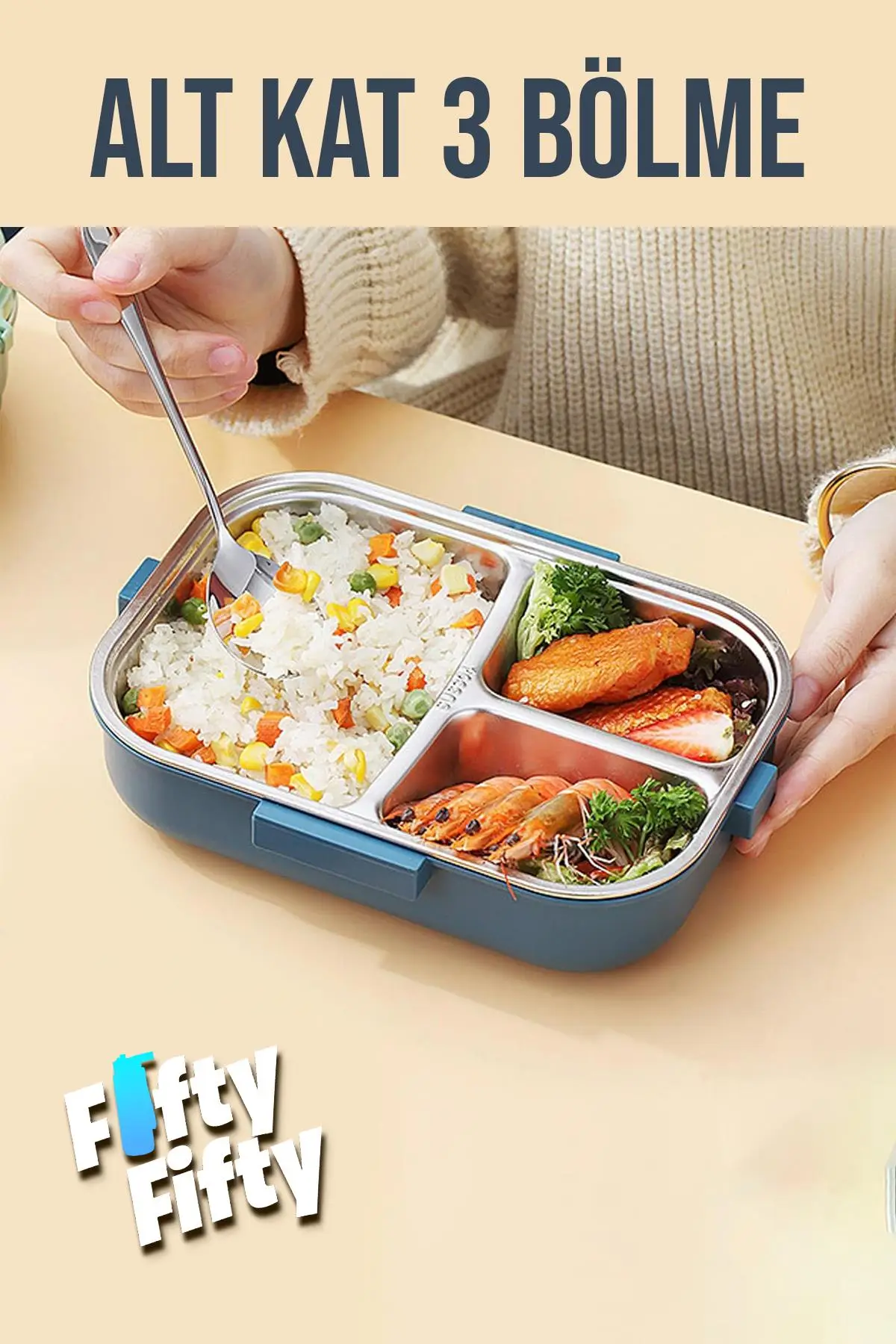 Vagonlife 1100 ML Çorba Kaseli-Metal Kaşıklı Paslanmaz Çelik Bento Lunch Box Yeni Nesil Sefer Tası-ffbl70100