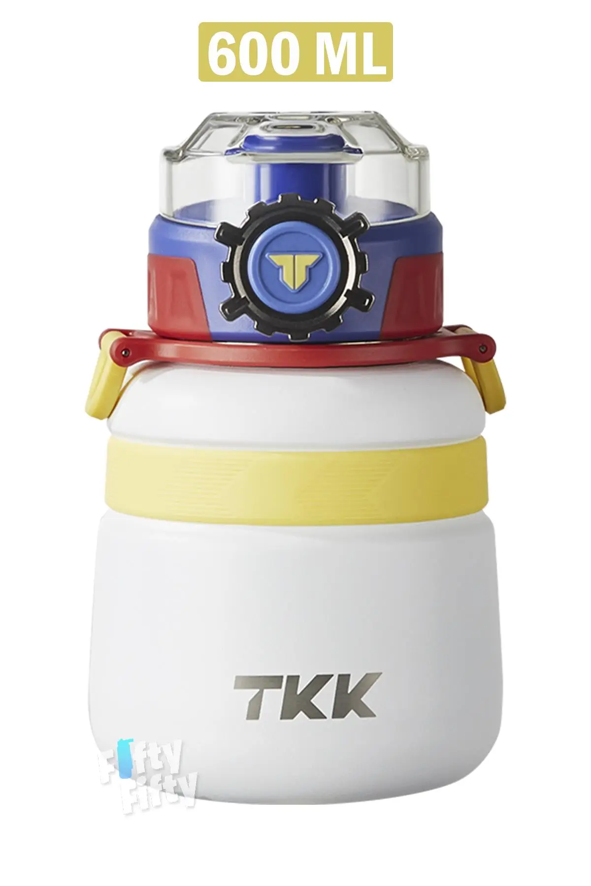 TKK 600 ML Çelik Su Matarası Çift Kullanım Pipetli/Rahat İçim 12 Saat Sıcak/24 Saat Soğuk Termos -2029-600ml - Beyaz