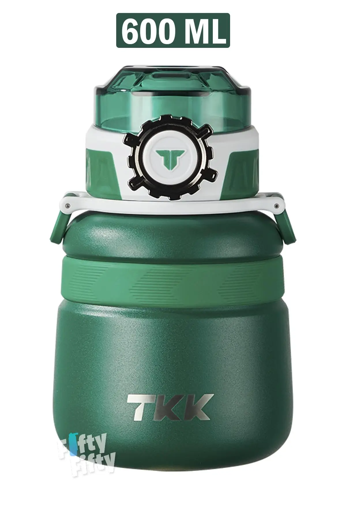 TKK 600 ML Çelik Su Matarası Çift Kullanım Pipetli/Rahat İçim 12 Saat Sıcak/24 Saat Soğuk Termos -2029-600ml - Yeşil
