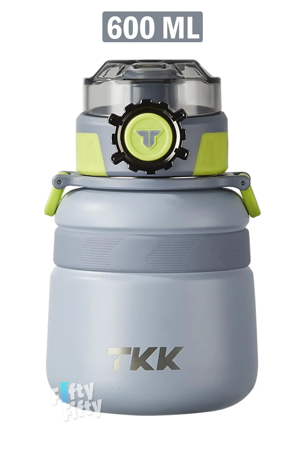 TKK 600 ML Çelik Su Matarası Çift Kullanım Pipetli/Rahat İçim 12 Saat Sıcak/24 Saat Soğuk Termos -2029-600ml - Gri