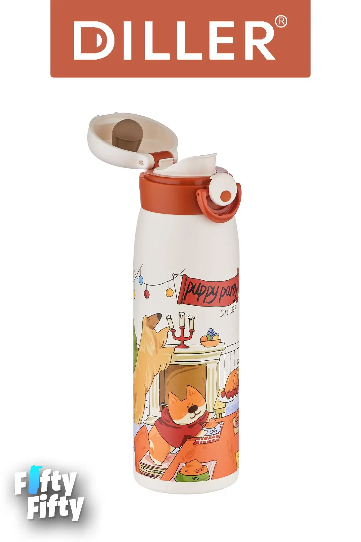 DILLER 500 ML Rahat İçim Paslanmaz Çelik Termos Kilitli Kapak Çelik Süzgeçli -FFDILLERD9214