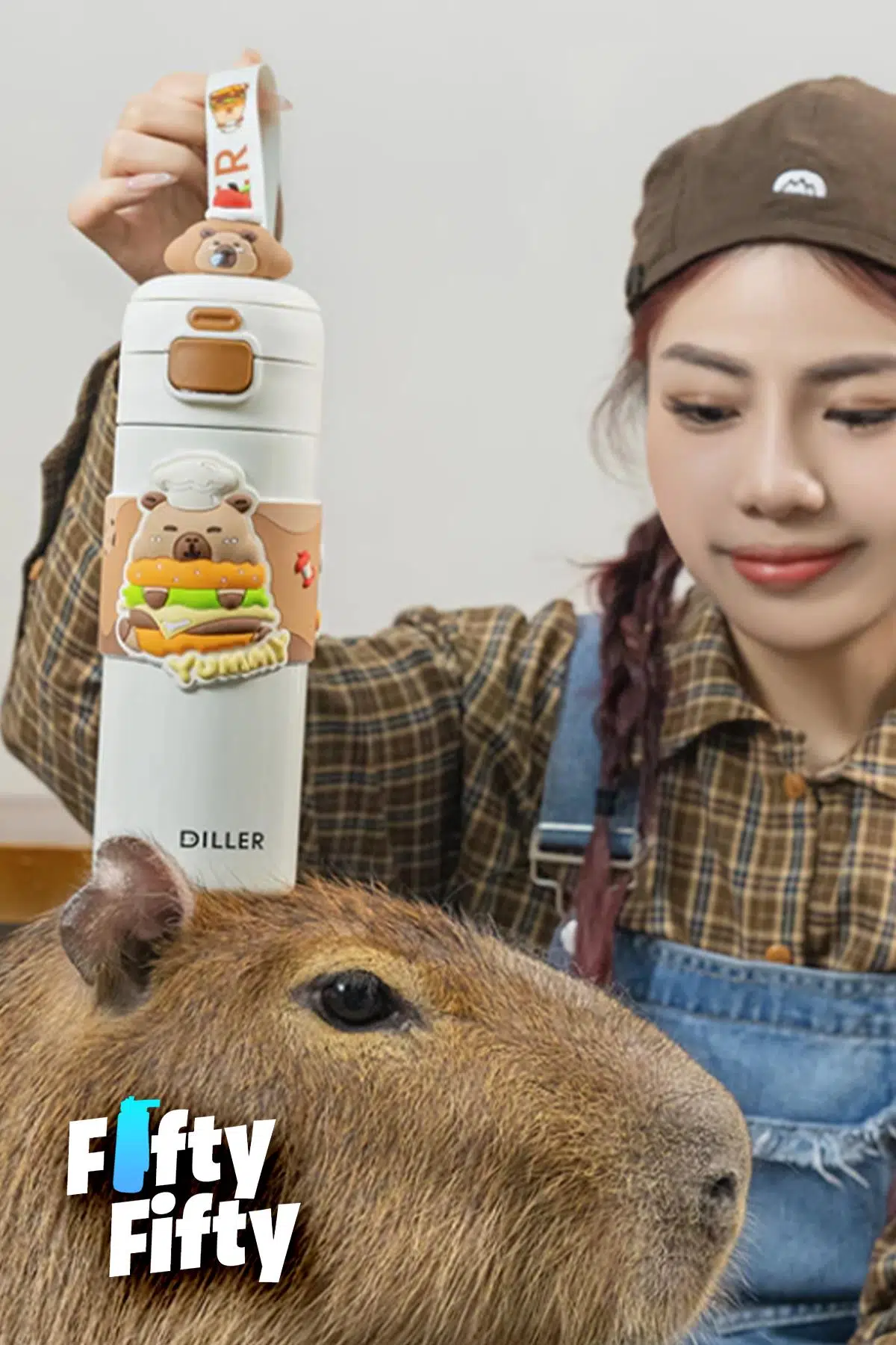 DILLER 480 ML Tek Kapak Çift Kullanım Pipetli/Pipetsiz Taşıma El Askılı Vacum Cup/Çelik Termos -FFD9351-480