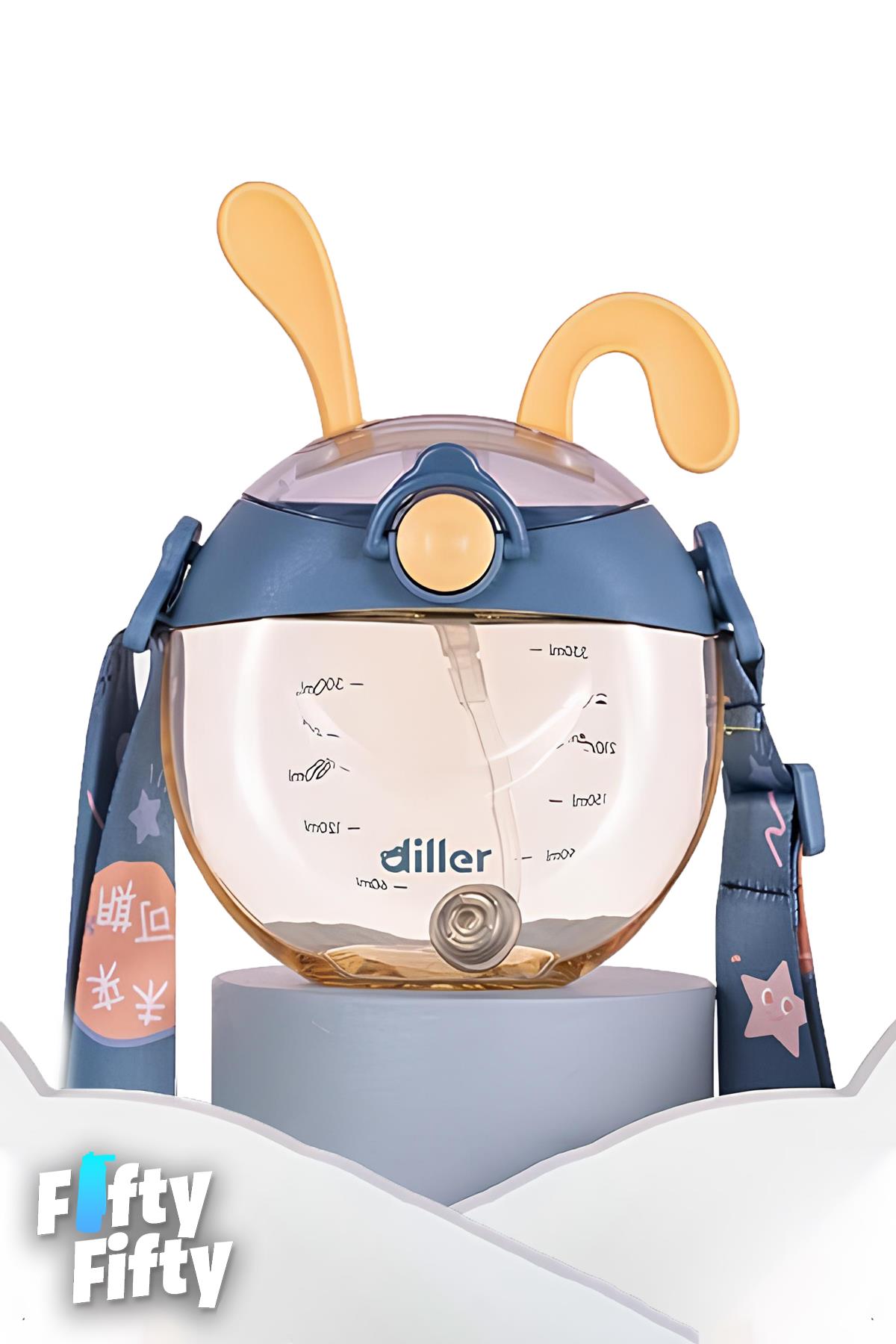 DILLER Pipetli 330 ml Boyun Askılı Çocuk Su Matarası