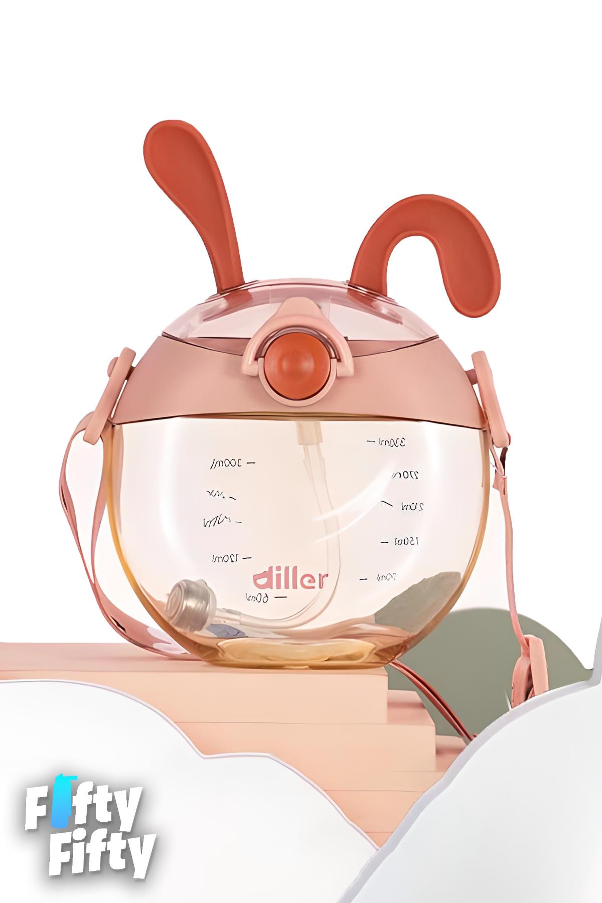 DILLER Pipetli 330 ml Boyun Askılı Çocuk Su Matarası
