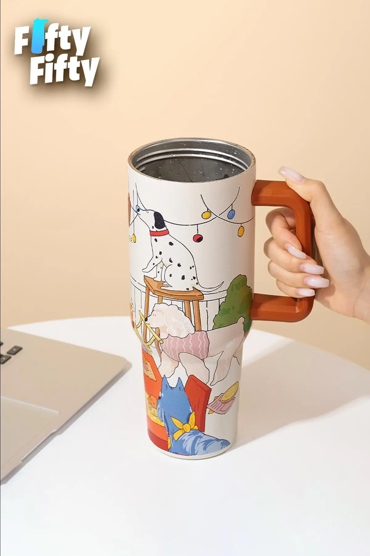 DILLER Quencher Cup 1200 ML Pipetli/Rahat İçim Kulplu Paslanmaz Çelik Termos -FFDILLERD9222