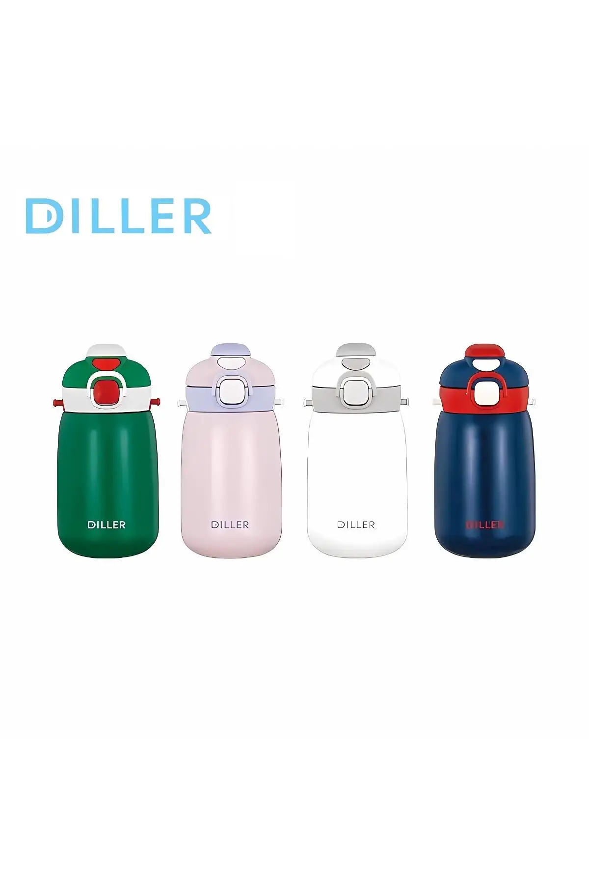 DILLER Tek Kapak Çift Kullanım Pipetli/Pipetsiz 420ml Askılı Çelik Su Matarası 6 saat sıcak/soğuk