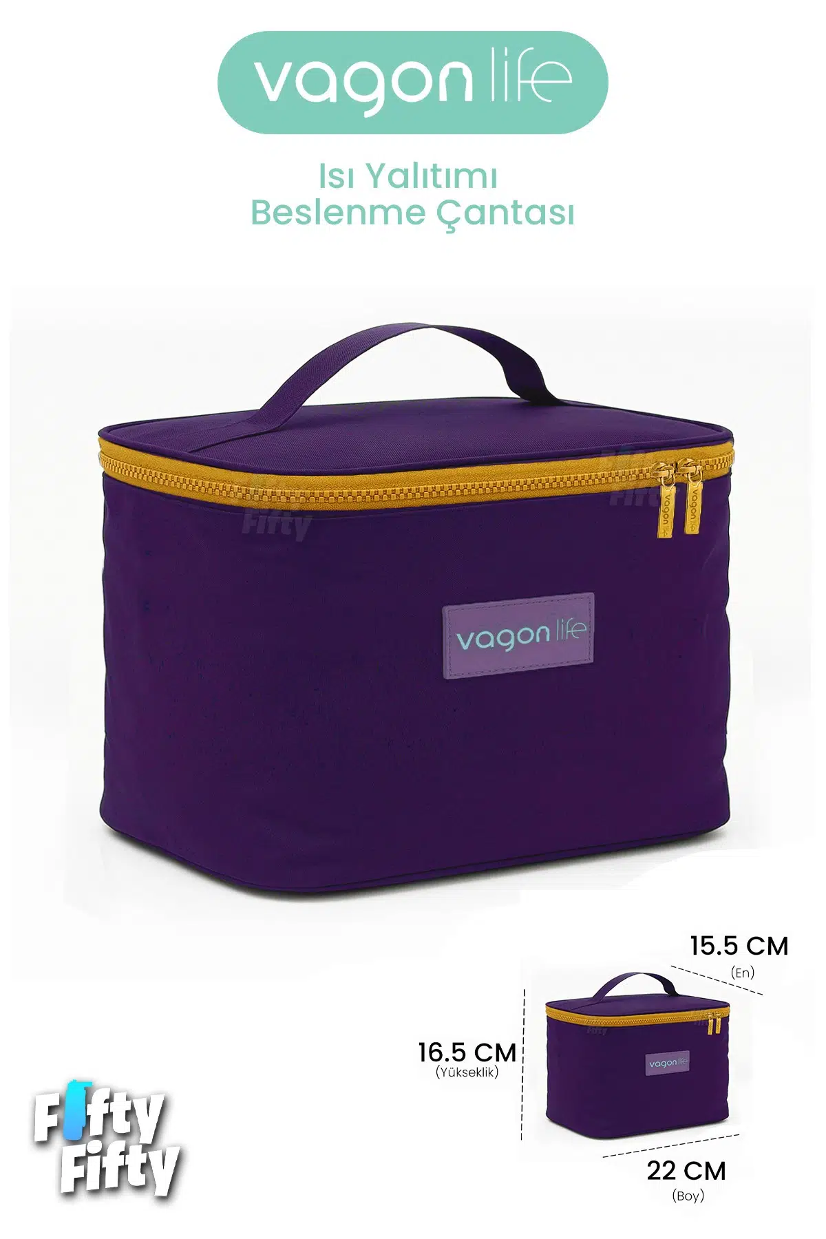 Isı Yalıtımlı Termal Yemek Beslenme Çantası Mama Taşıma Termos Çanta Sıcak ve Soğuk Cepli -FFVGNB1062 - Mor