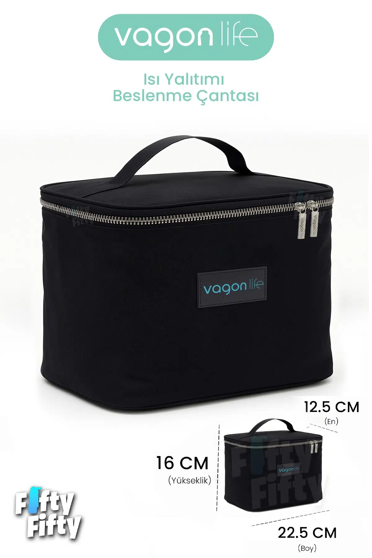 Isı Yalıtımlı Termal Yemek Beslenme Çantası Mama Taşıma Termos Çanta Sıcak ve Soğuk Cepli -FFVGNB1063 - Siyah