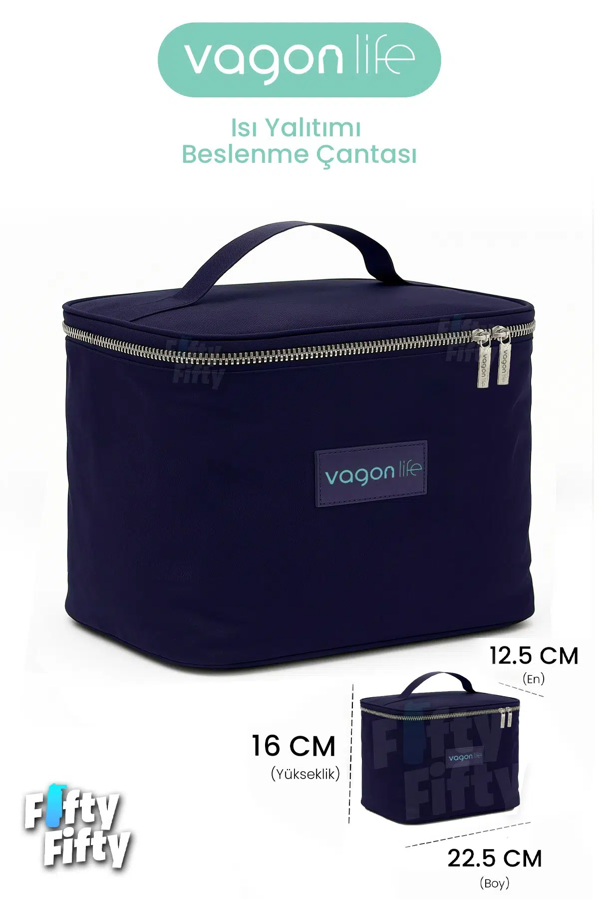 Isı Yalıtımlı Termal Yemek Beslenme Çantası Mama Taşıma Termos Çanta Sıcak ve Soğuk Cepli -FFVGNB1063 - Lacivert