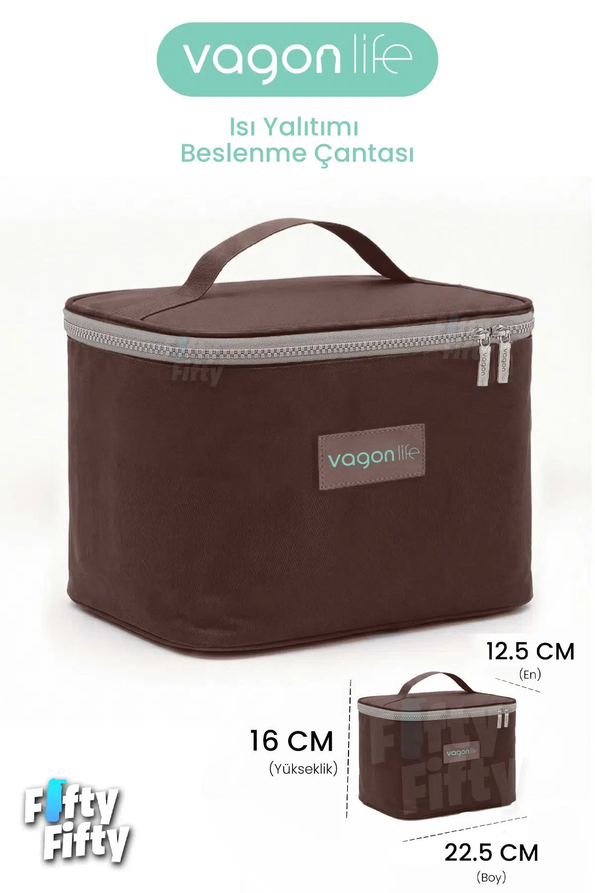 Isı Yalıtımlı Termal Yemek Beslenme Çantası Mama Taşıma Termos Çanta Sıcak ve Soğuk Cepli -FFVGNB1063 - Kahverengi