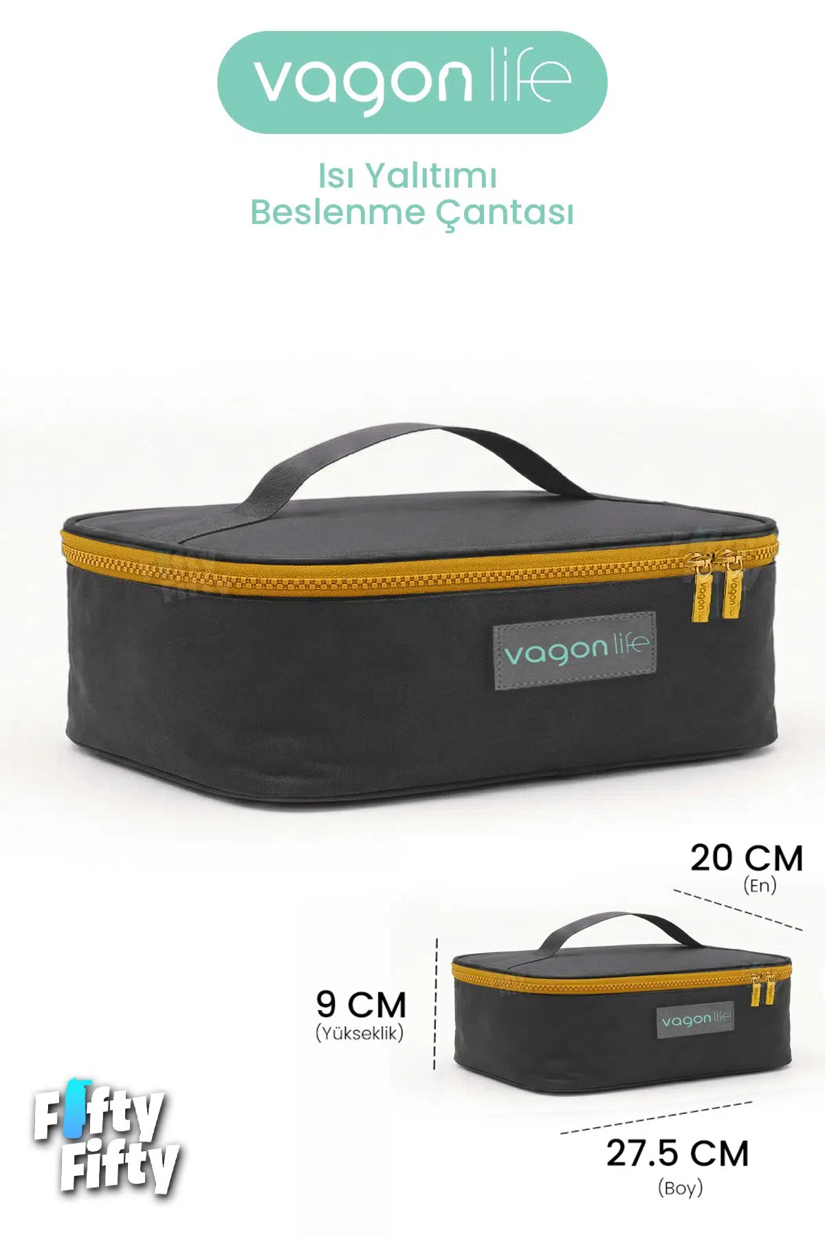 Isı Yalıtımlı Termal Yemek Beslenme Çantası Mama Taşıma Termos Çanta Sıcak ve Soğuk -FFVGNB1060 - Antrasit