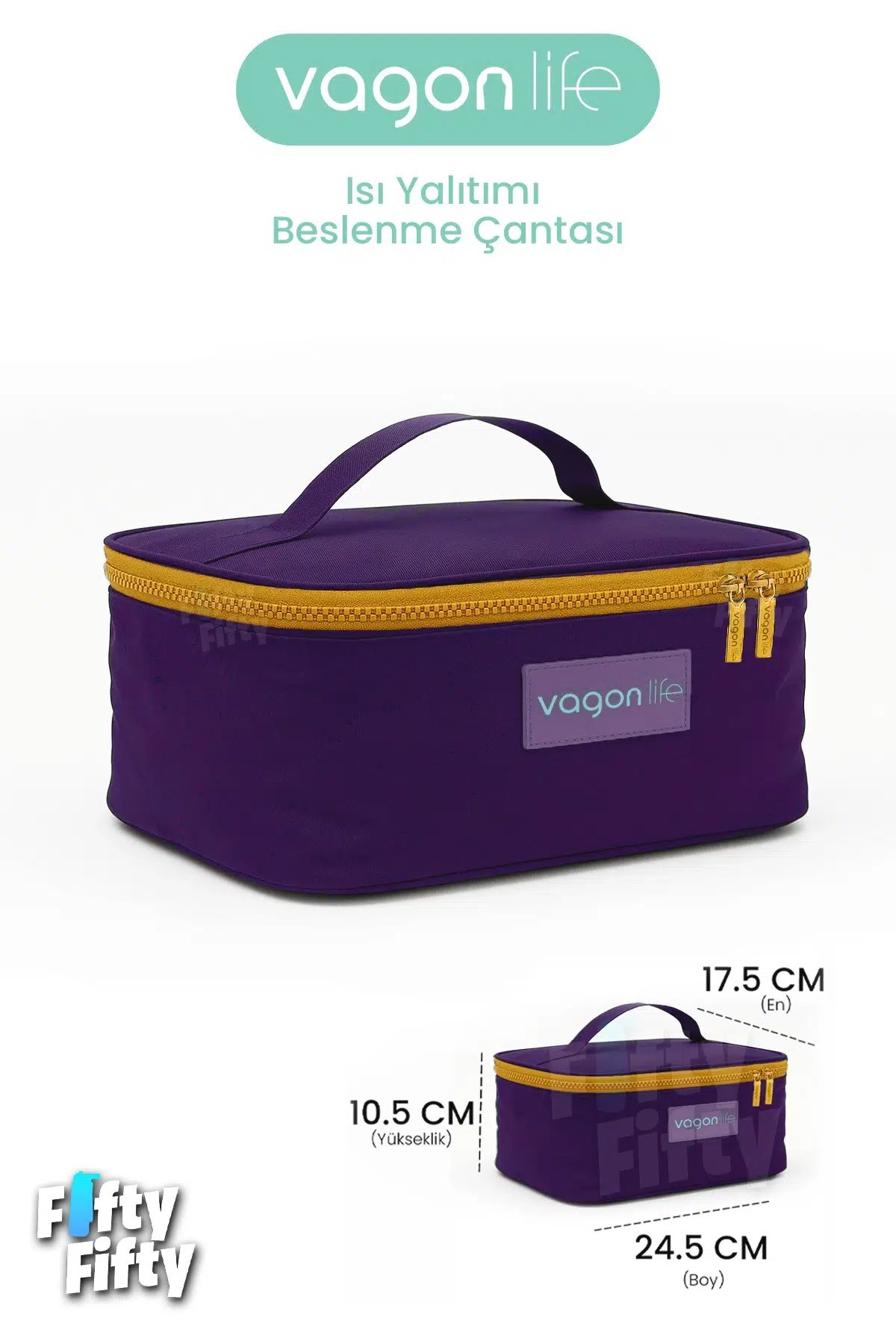 Isı Yalıtımlı Termal Yemek Beslenme Çantası Mama Taşıma Termos Çanta Sıcak ve Soğuk -FFVGNB1061 - Mor