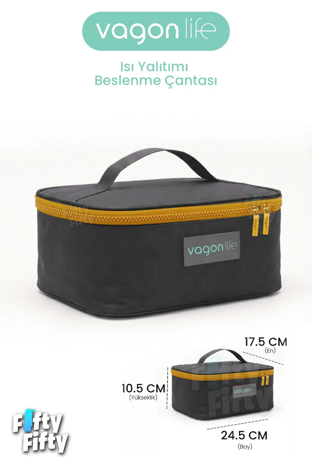 Isı Yalıtımlı Termal Yemek Beslenme Çantası Mama Taşıma Termos Çanta Sıcak ve Soğuk -FFVGNB1061 - Antrasit