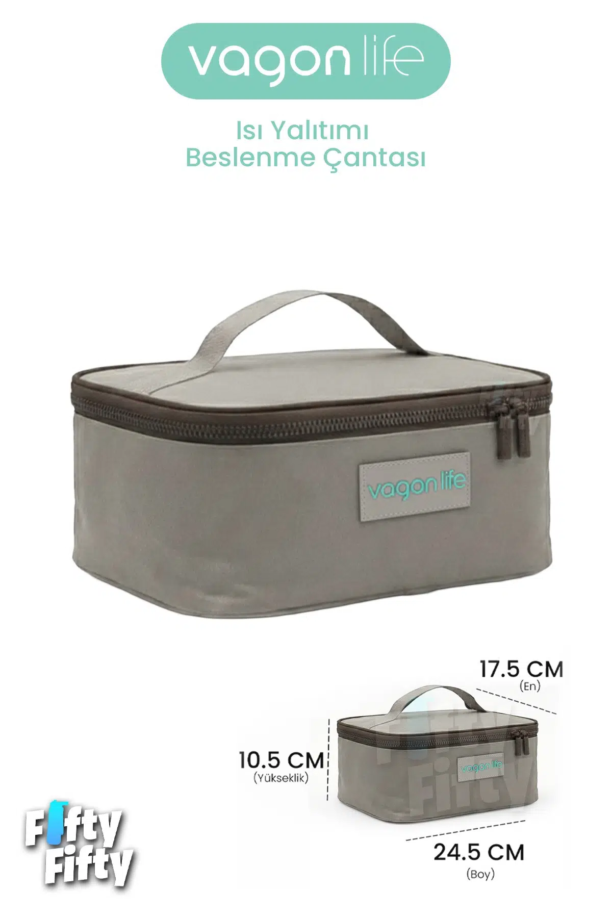 Isı Yalıtımlı Termal Yemek Beslenme Çantası Mama Taşıma Termos Çanta Sıcak ve Soğuk -FFVGNB1061 - Bej