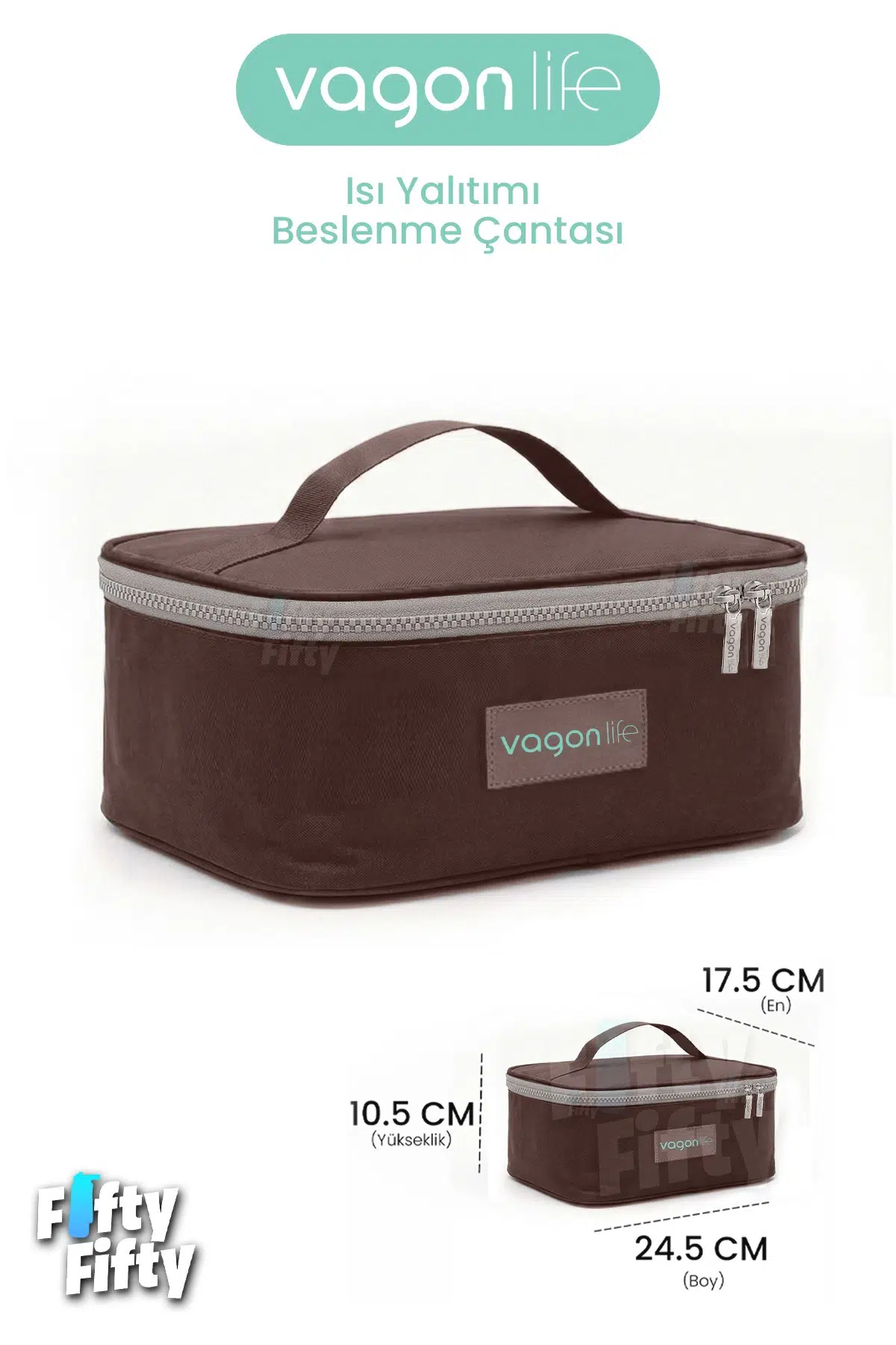 Isı Yalıtımlı Termal Yemek Beslenme Çantası Mama Taşıma Termos Çanta Sıcak ve Soğuk -FFVGNB1061 - Kahverengi