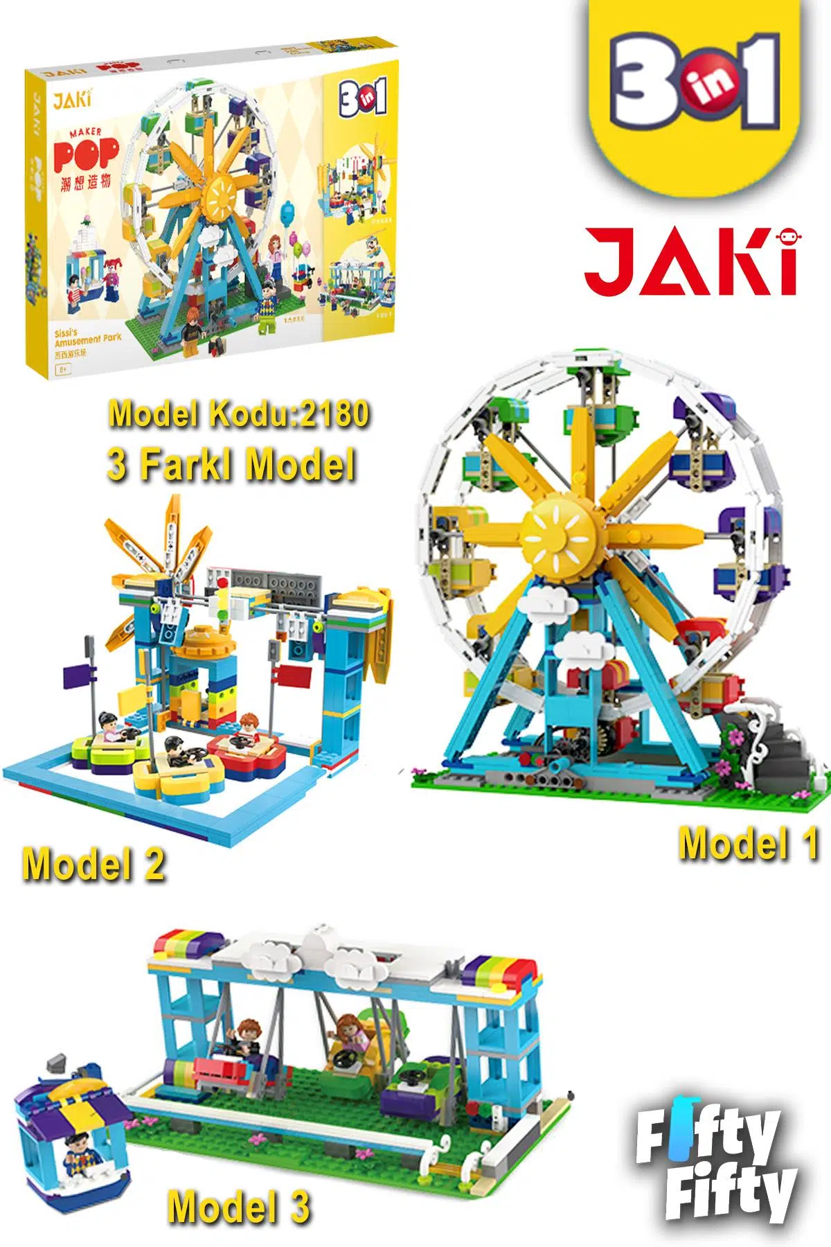 Jaki Maker Pop 3 In 1 Lunapark -3 Farklı Model Içerir- (1107 Parça) Oyuncak Yapım Seti