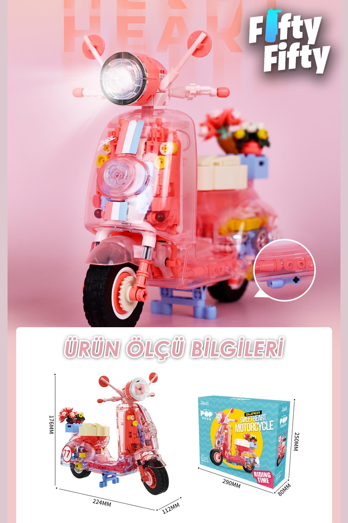 Jaki Maker Pop Süper Havalı Motosiklet -JK8325-1 (552 Parça) Oyuncak Yapım Seti