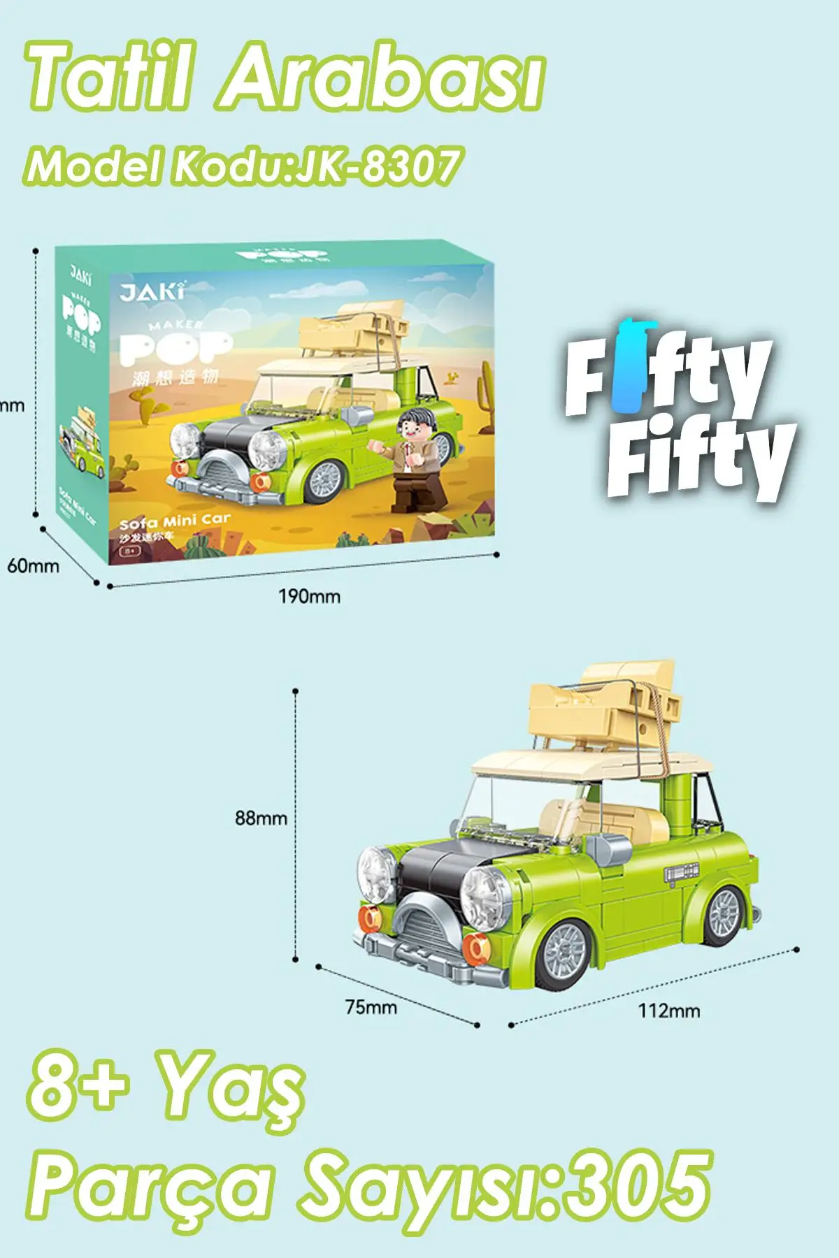 Jaki Maker Pop Tatil Arabası -JK8307(305 Parça) Oyuncak Yapım Seti