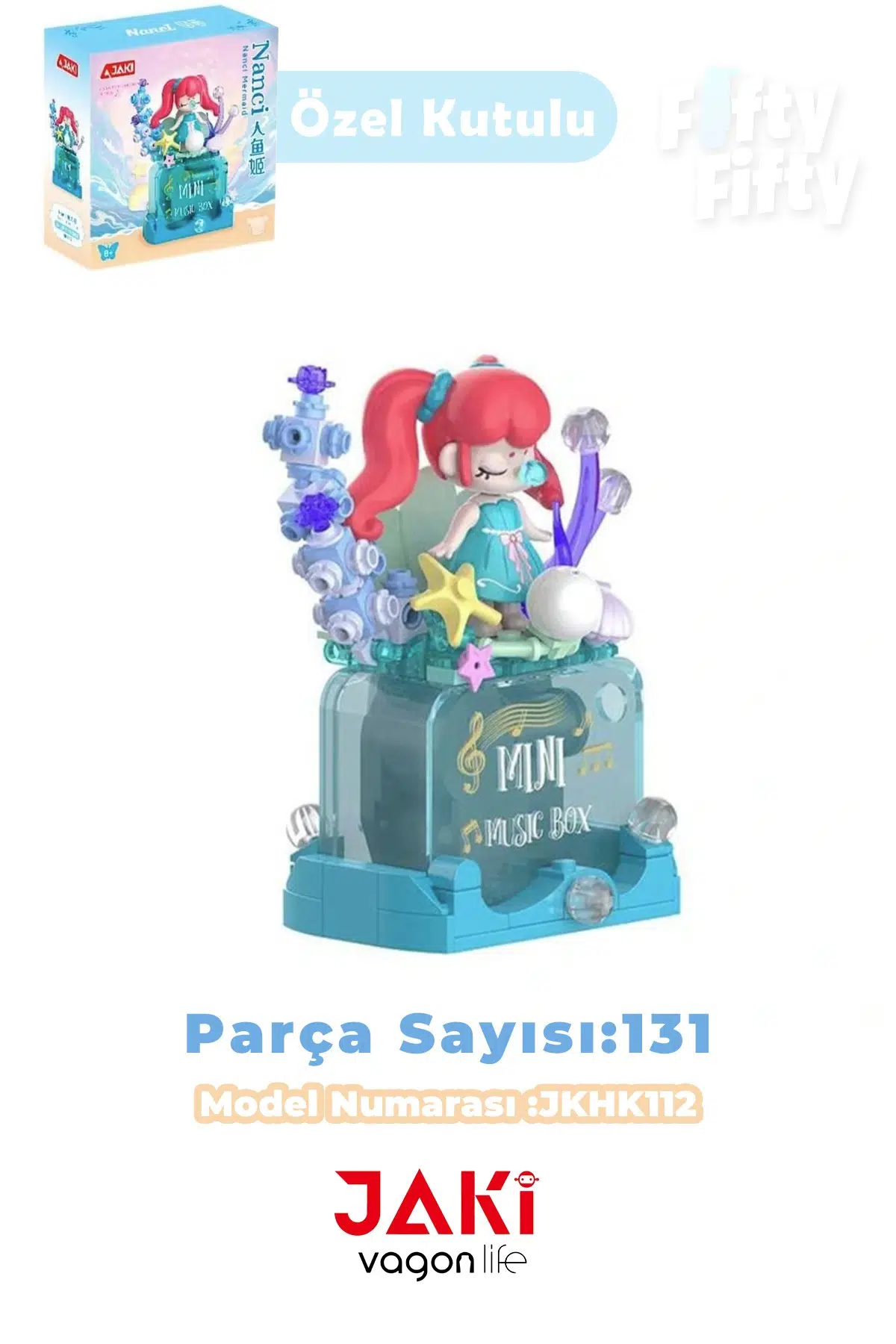 JAKİ Nanci Serisi DENİZ KIZI MÜZİK KUTUSU 131 Parça Oyuncak Yapım Seti -FFJKHK112