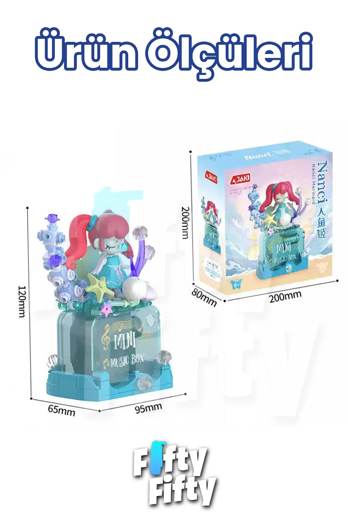 JAKİ Nanci Serisi DENİZ KIZI MÜZİK KUTUSU 131 Parça Oyuncak Yapım Seti -FFJKHK112