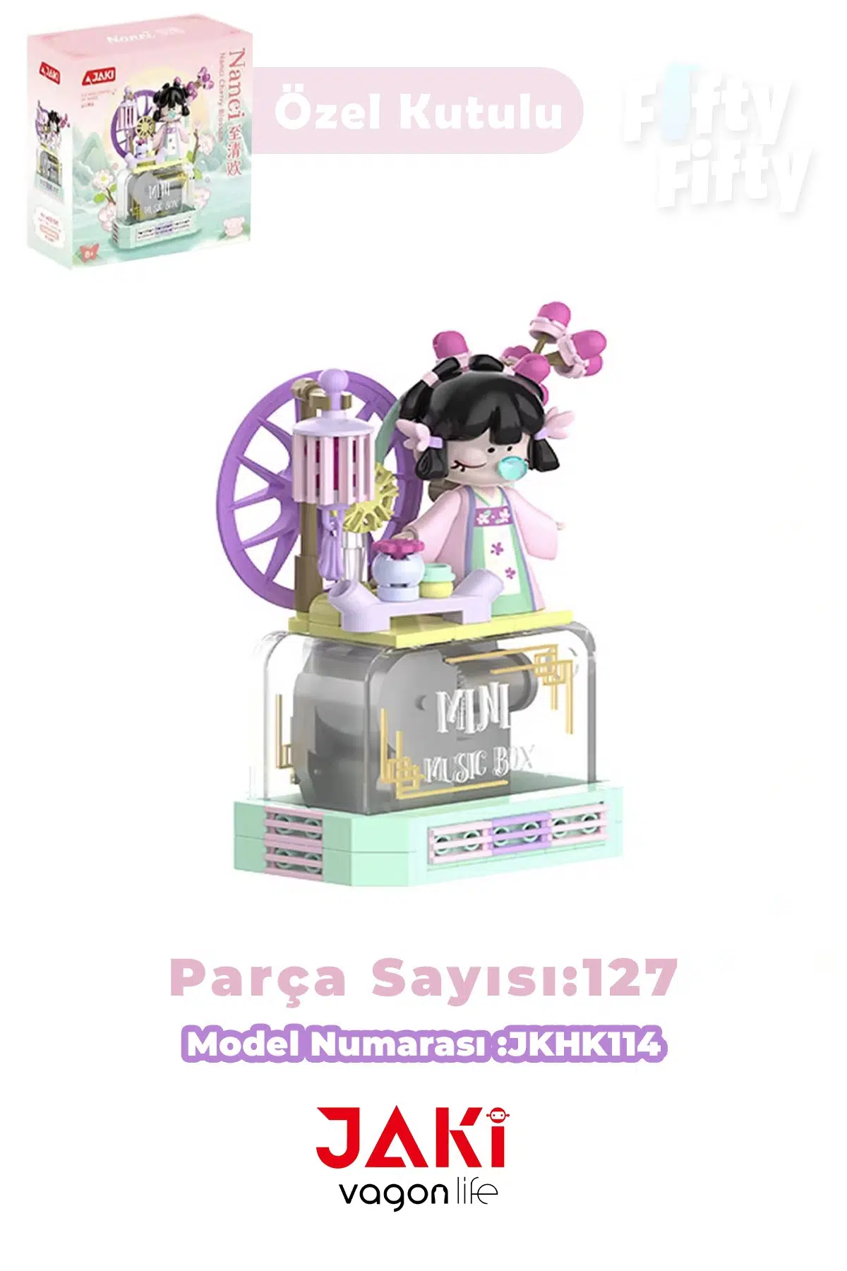 JAKİ Nanci Serisi KİRAZ ÇİÇEĞİ MÜZİK KUTUSU 127 Parça Oyuncak Yapım Seti -FFJKHK114