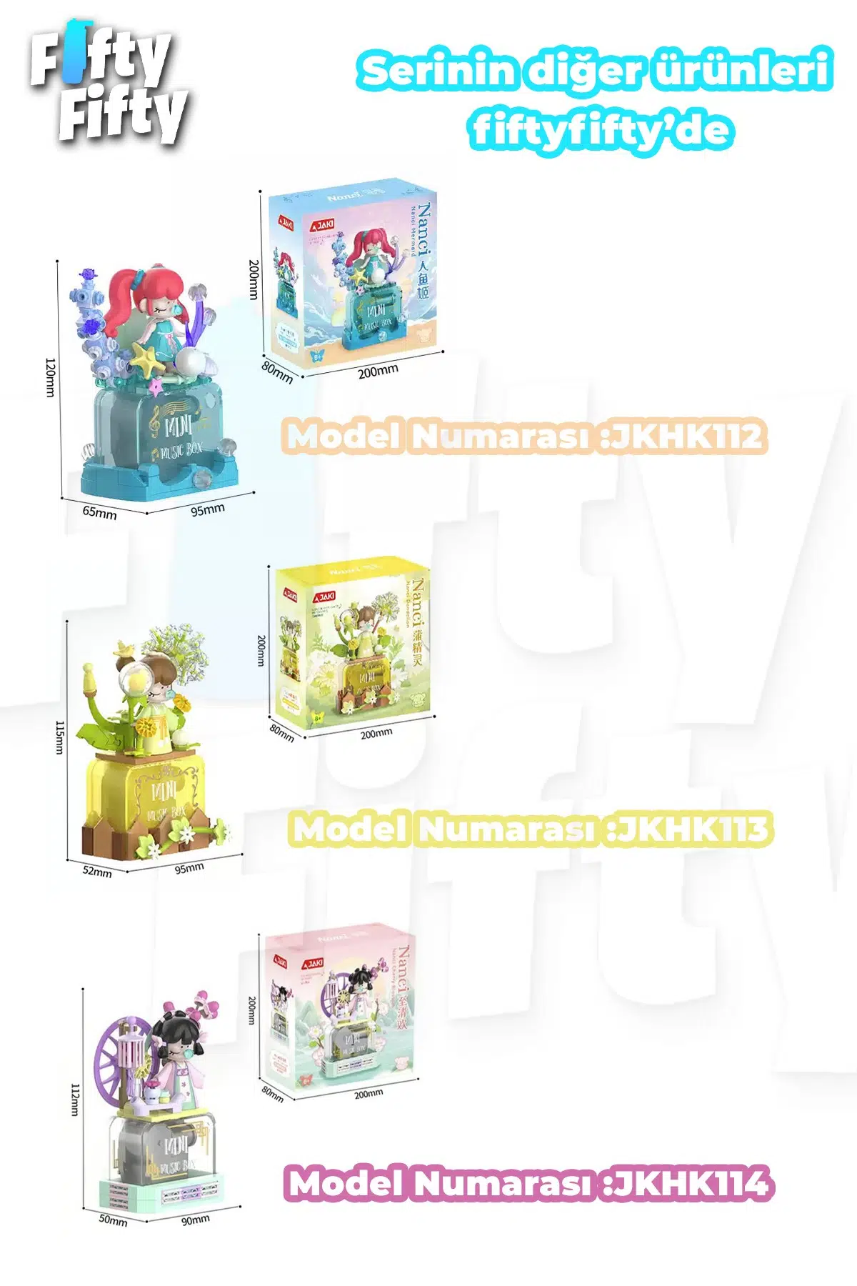 JAKİ Nanci Serisi KİRAZ ÇİÇEĞİ MÜZİK KUTUSU 127 Parça Oyuncak Yapım Seti -FFJKHK114