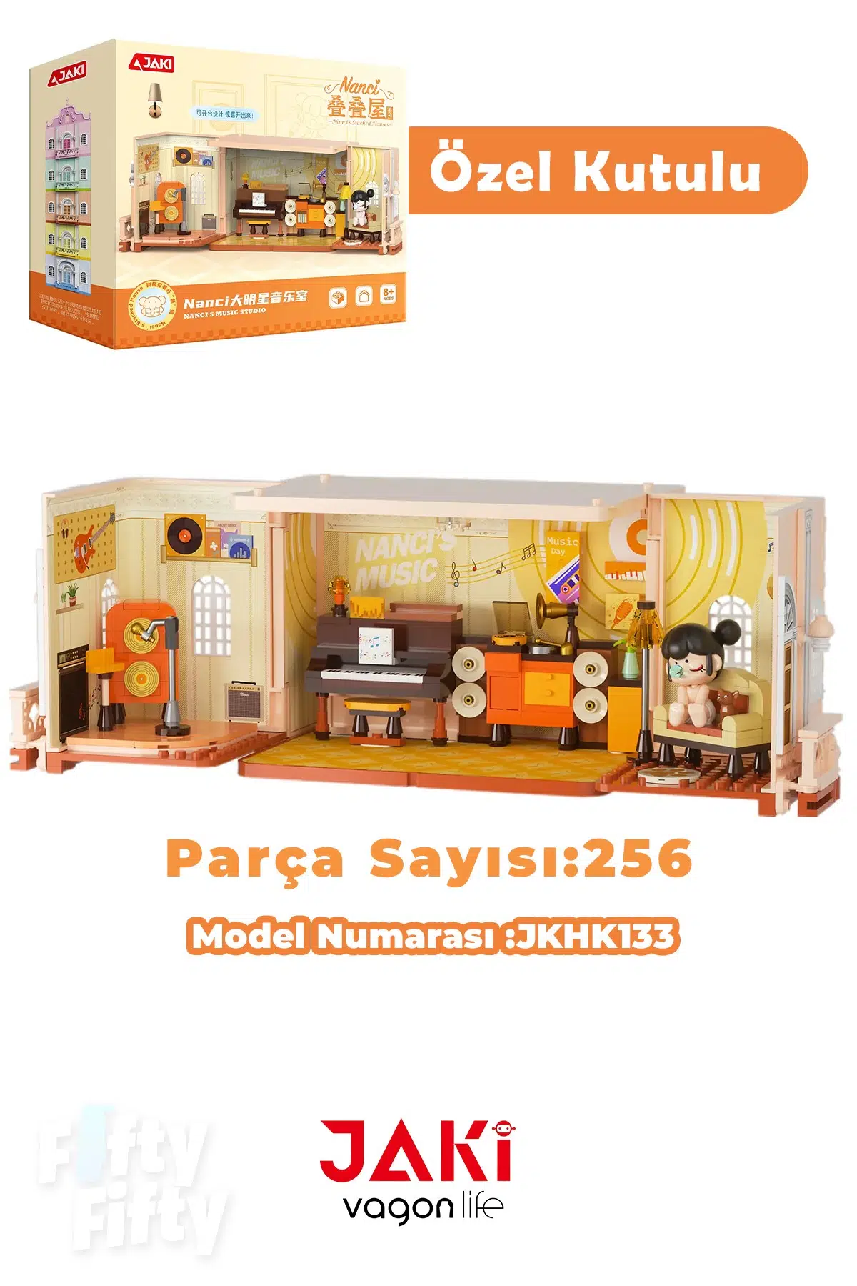 JAKİ Nanci Serisi Müzik Odası 256 Parça Oyuncak Yapım Seti -FFJKHK133