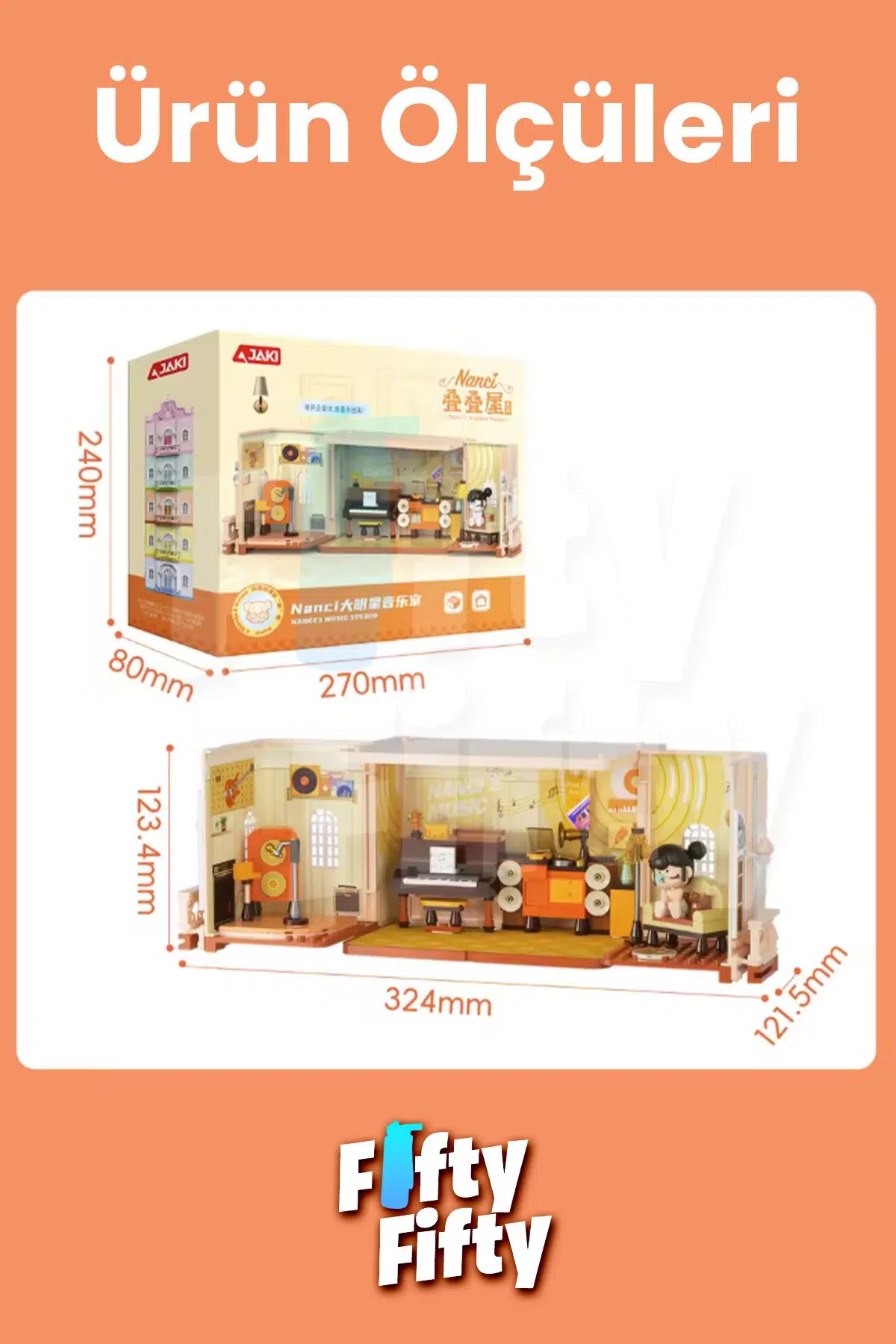 JAKİ Nanci Serisi Müzik Odası 256 Parça Oyuncak Yapım Seti -FFJKHK133
