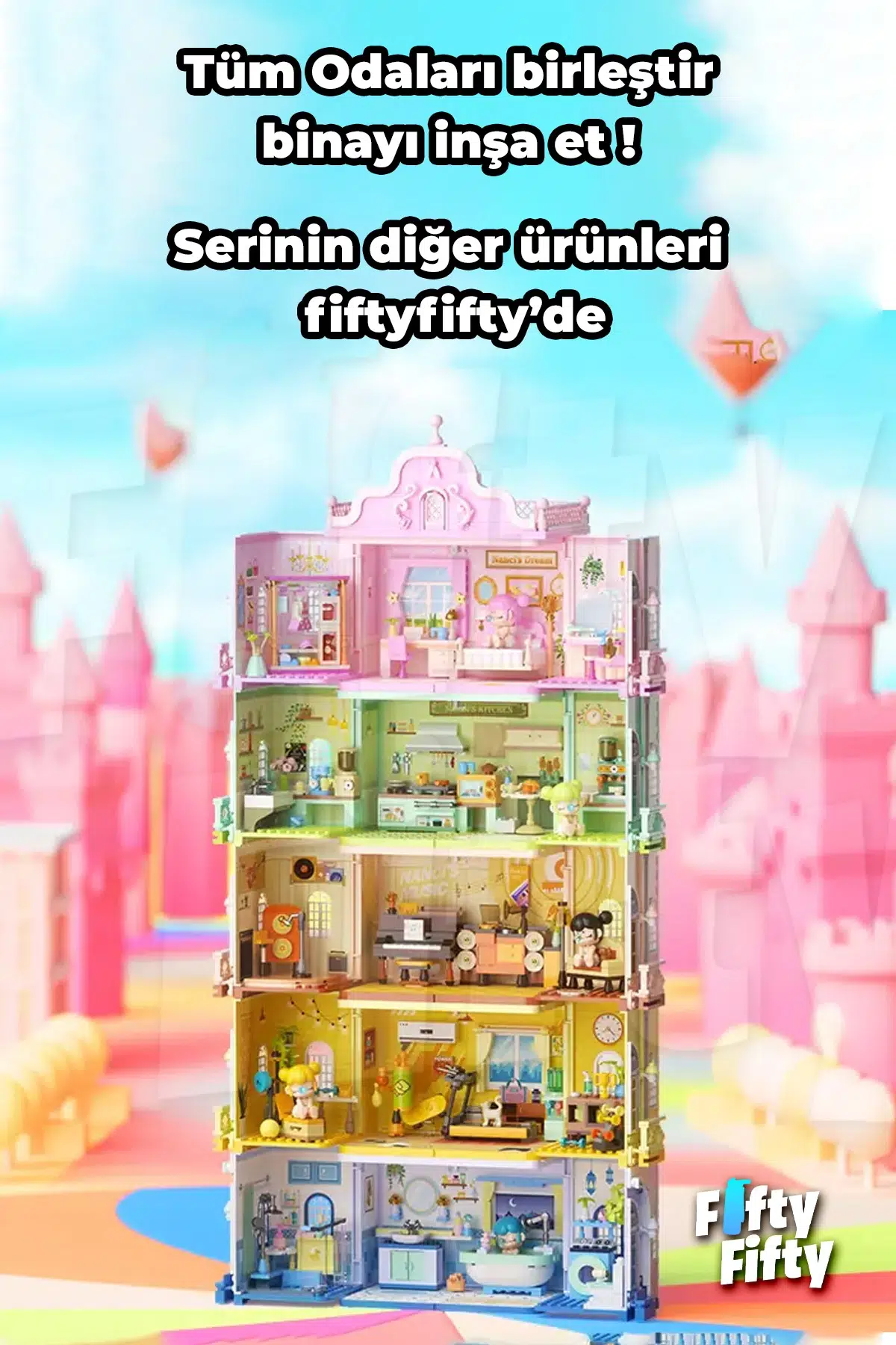 JAKİ Nanci Serisi Müzik Odası 256 Parça Oyuncak Yapım Seti -FFJKHK133