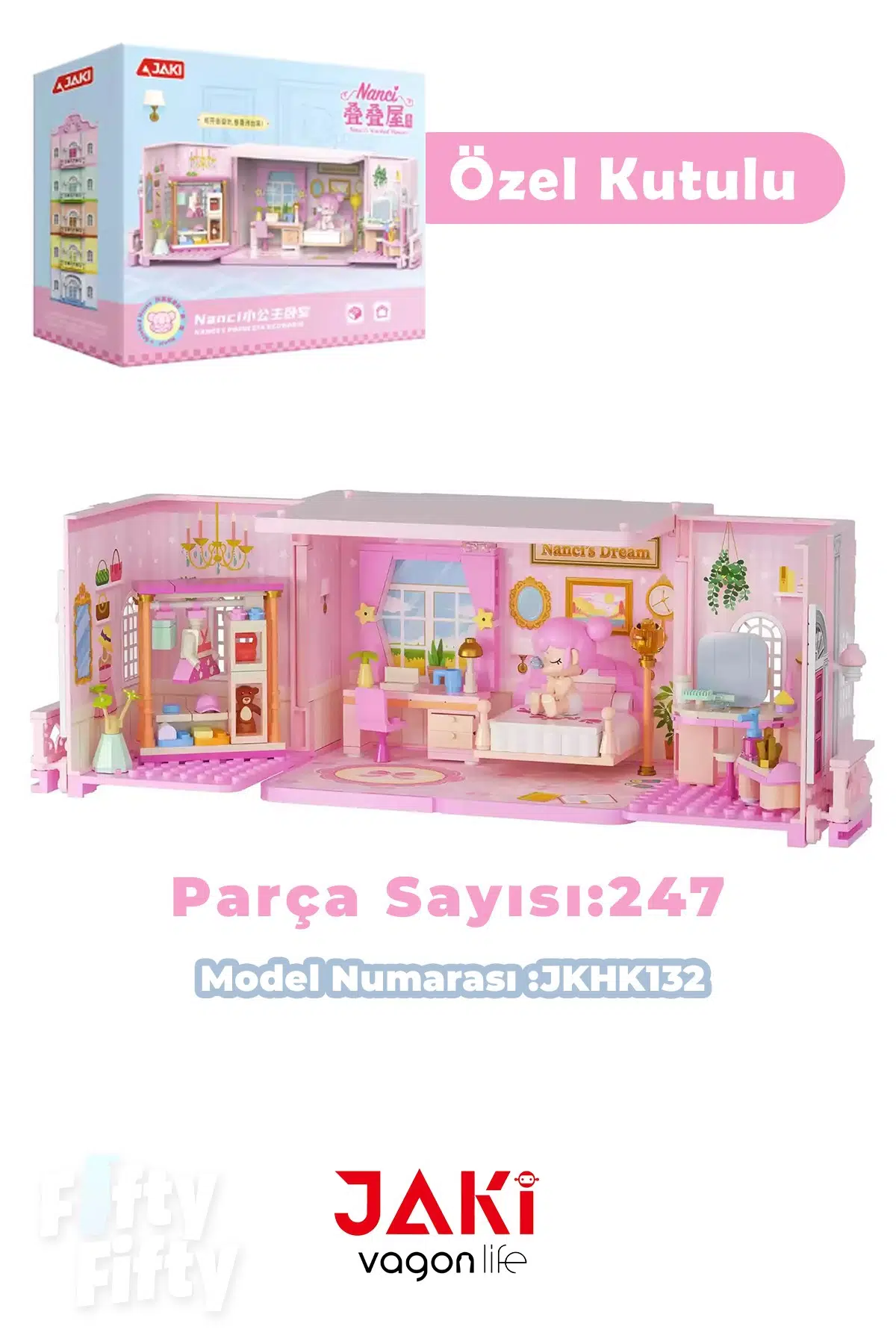 JAKİ Nanci Serisi Yatak Odası 247 Parça Oyuncak Yapım Seti -FFJKHK132
